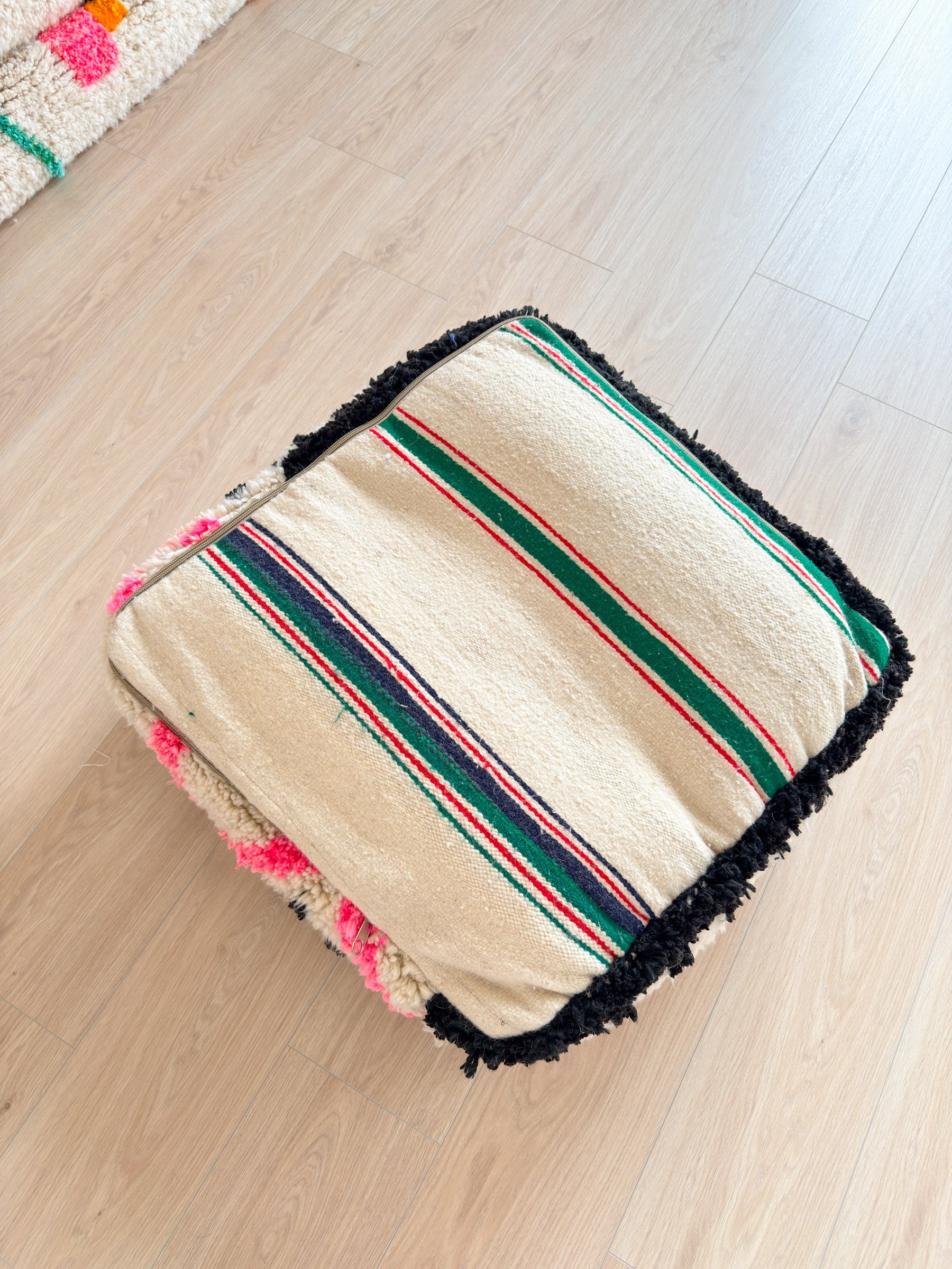 Moroccan Pouf, Colorful Berber Pouf - 60 x 60 cm