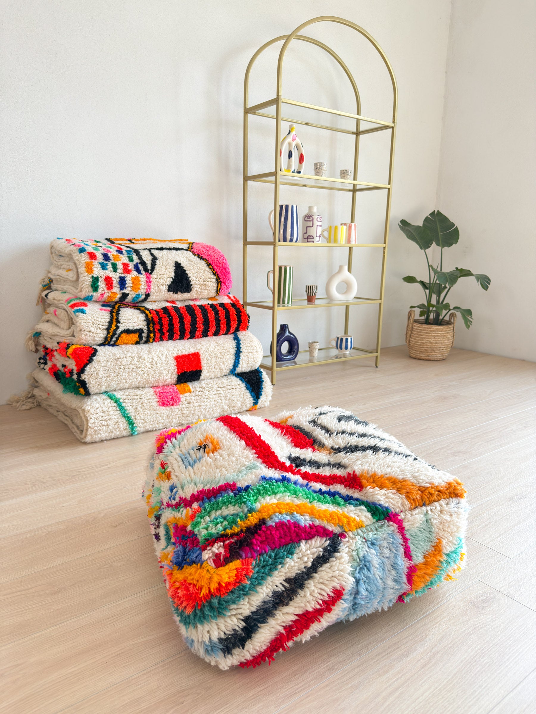 Moroccan pouf, colorful Berber pouf - 60 x 60 cm - n°1