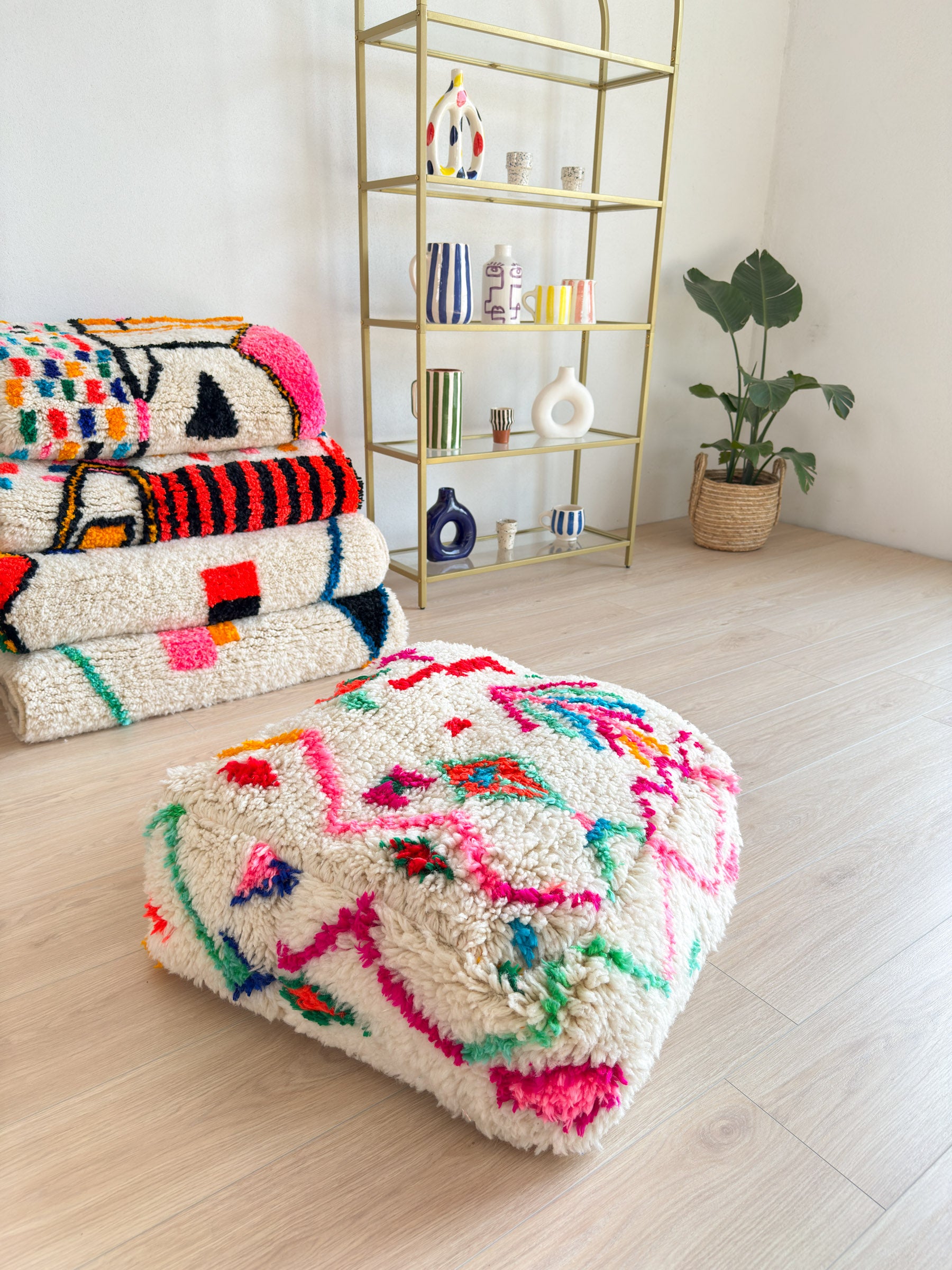 Moroccan pouf, colorful Berber pouf - 60 x 60 cm - n°2