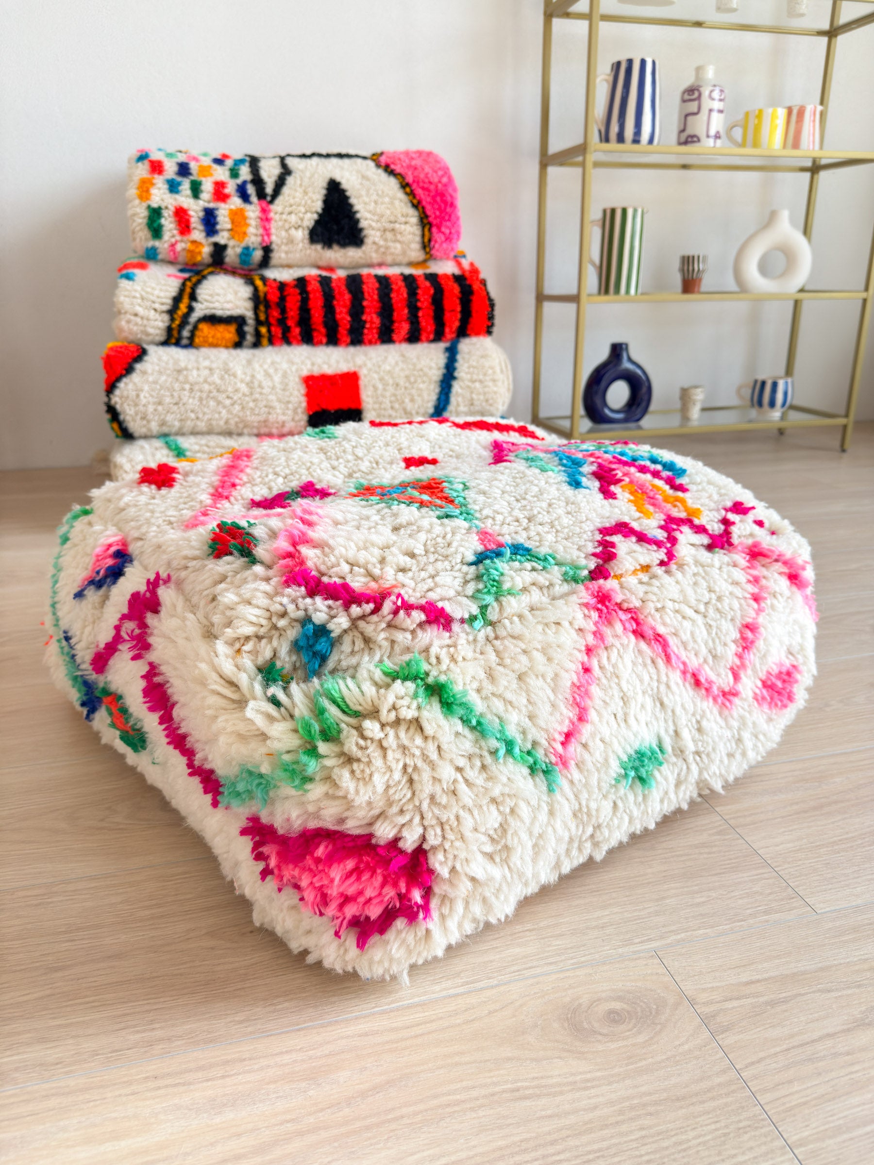 Moroccan pouf, colorful Berber pouf - 60 x 60 cm - n°2