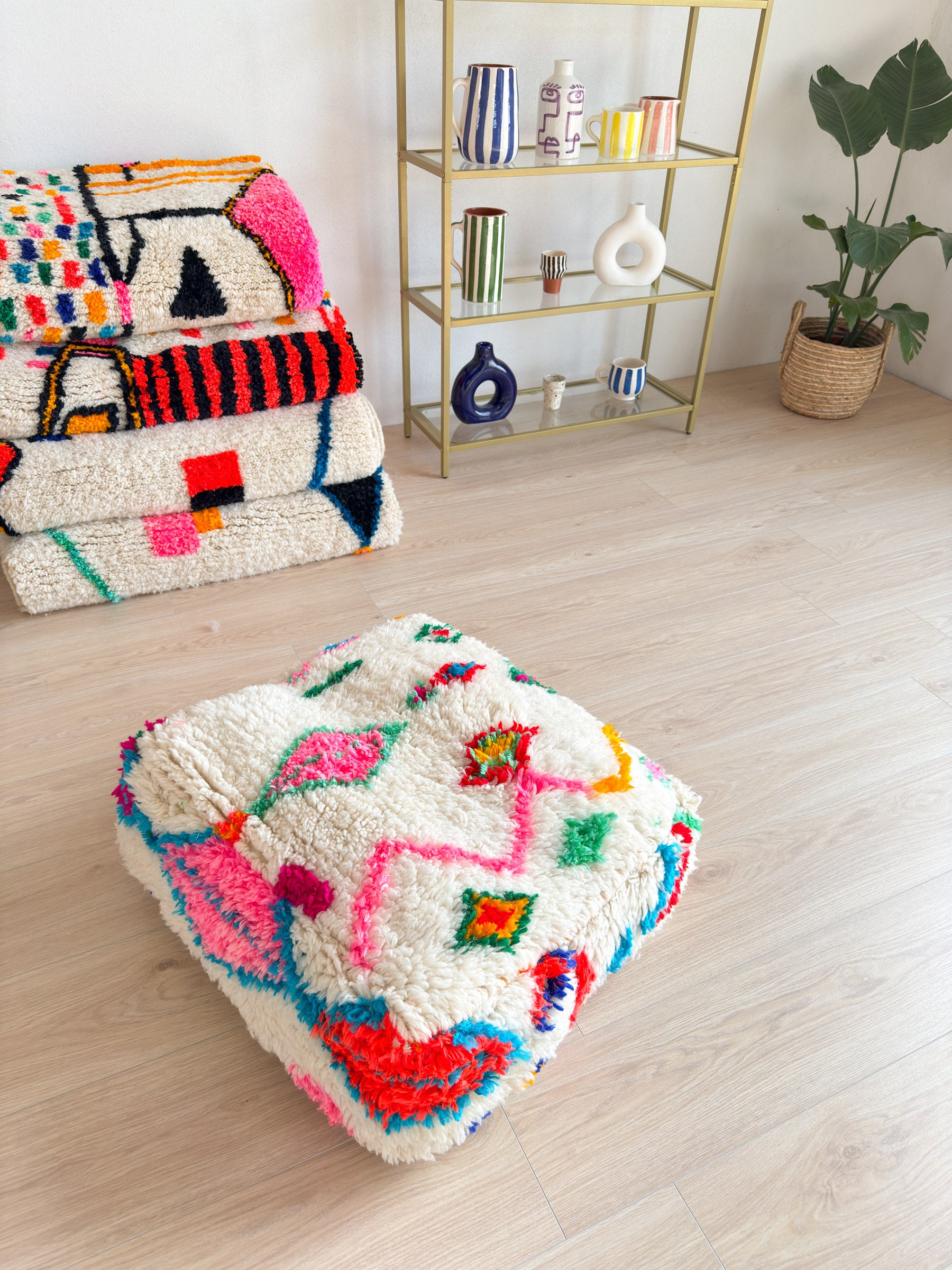 Moroccan pouf, colorful Berber pouf - 60 x 60 cm - n°3