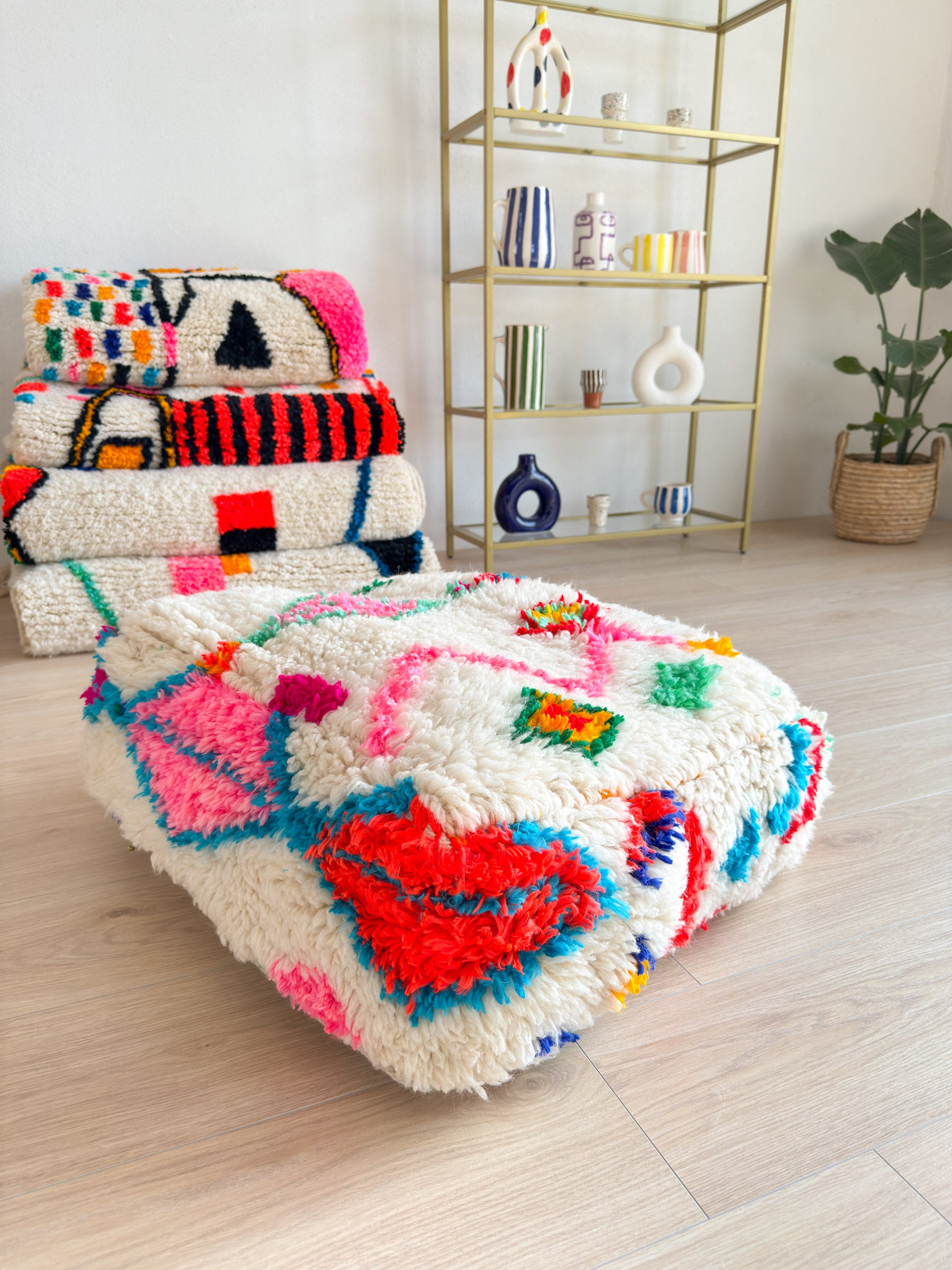 Moroccan pouf, colorful Berber pouf - 60 x 60 cm - n°3