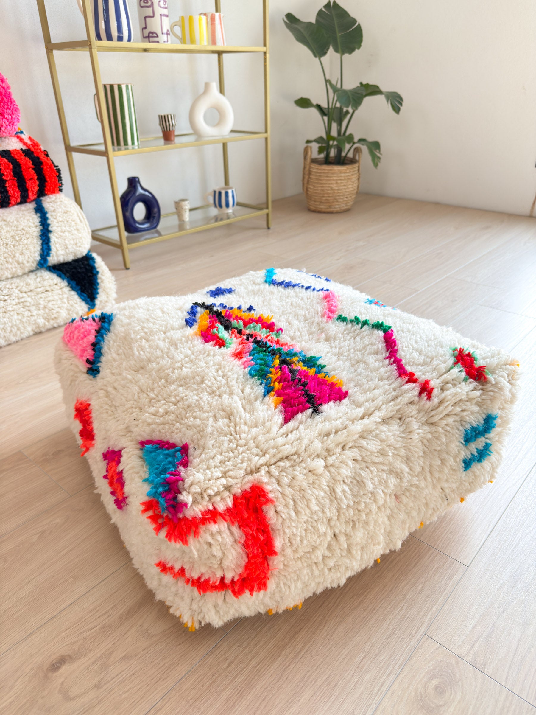 Moroccan pouf, colorful Berber pouf - 60 x 60 cm - n°4