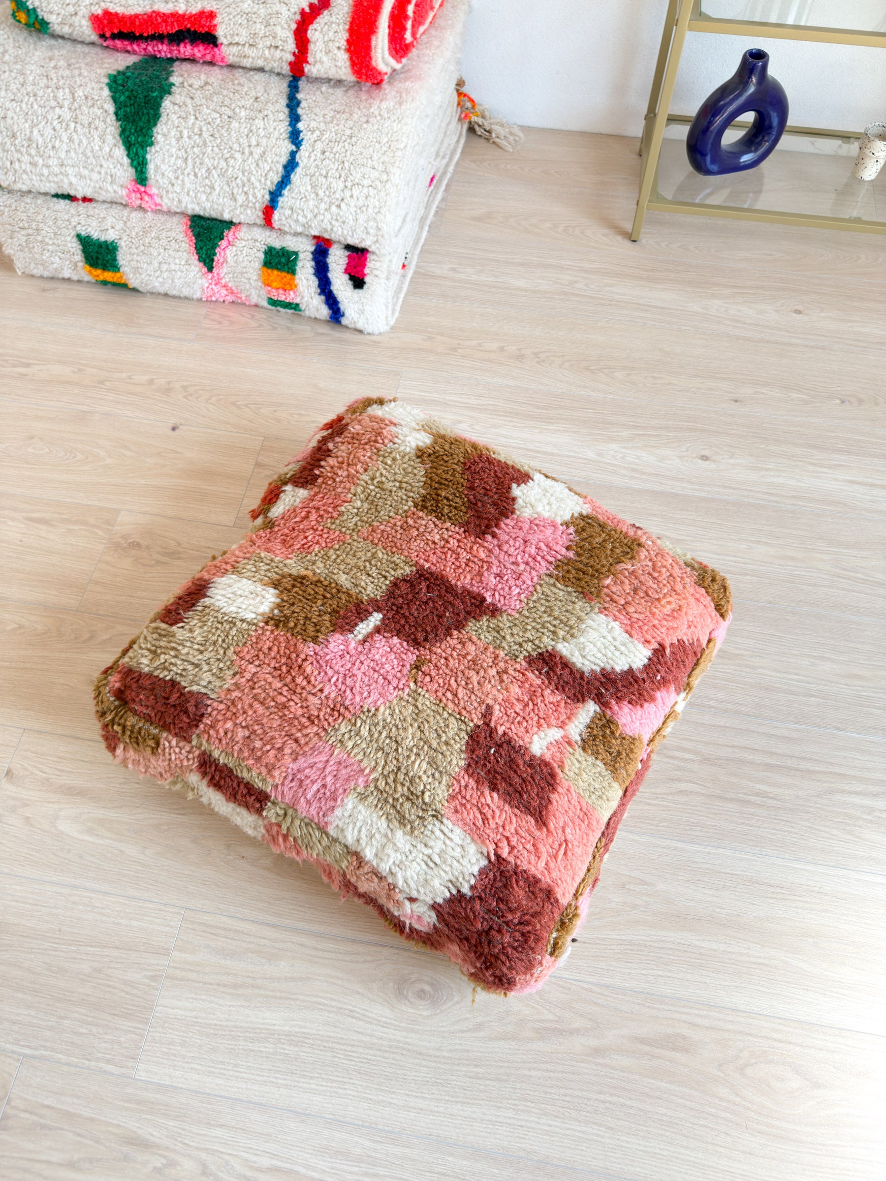 Marokkanischer Pouf, bunter Berber-Pouf - 60 x 60 cm - Nr. 29