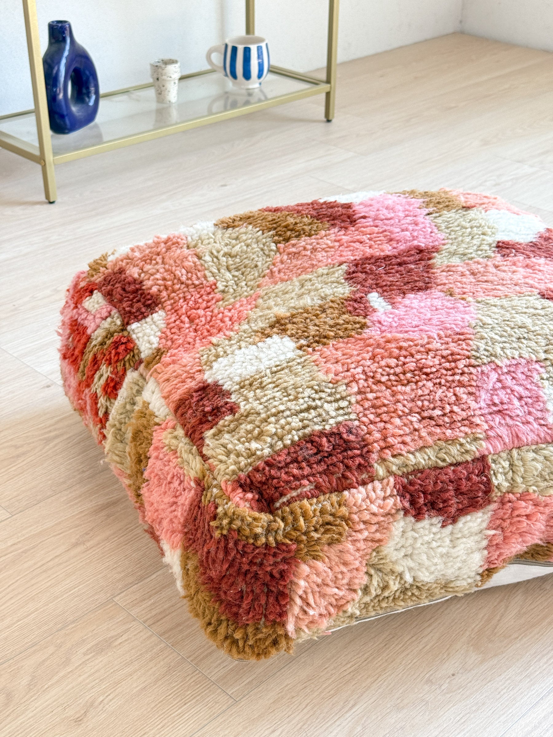 Marokkanischer Pouf, bunter Berber-Pouf - 60 x 60 cm - Nr. 29