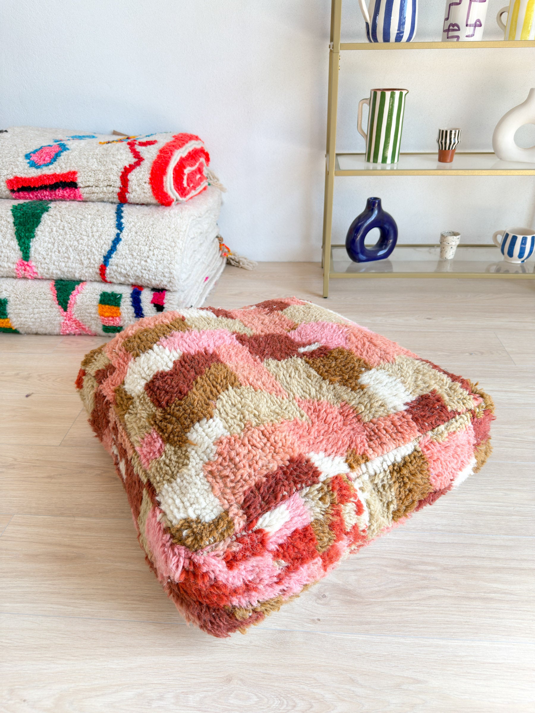 Marokkanischer Pouf, bunter Berber-Pouf - 60 x 60 cm - Nr. 29