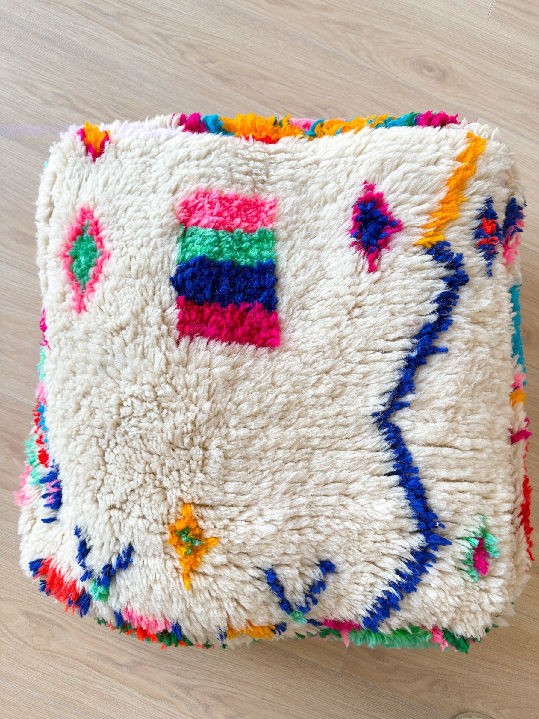 Moroccan pouf, colorful Berber pouf - 60 x 60 cm - n°6