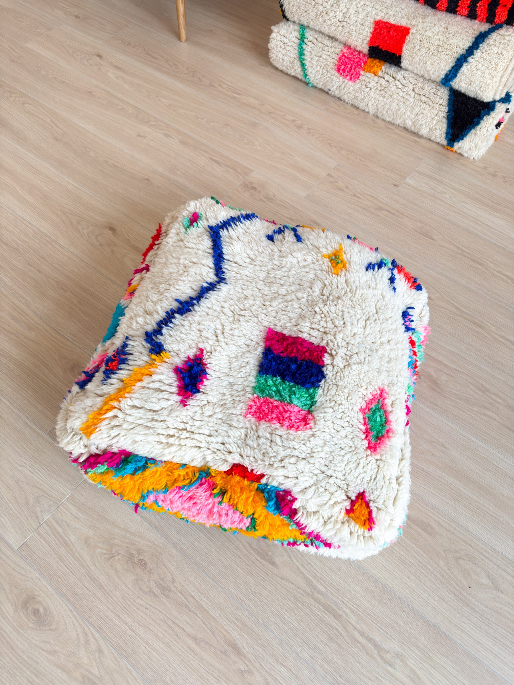 Moroccan pouf, colorful Berber pouf - 60 x 60 cm - n°6