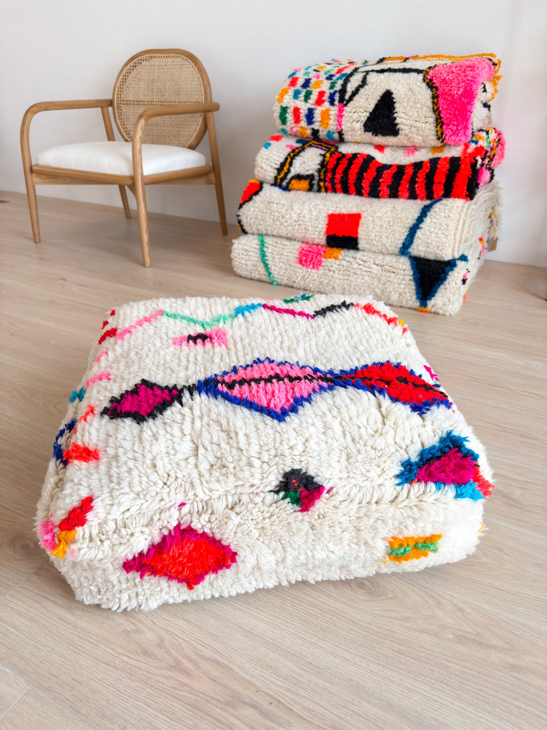 Moroccan pouf, colorful Berber pouf - 60 x 60 cm - n°10