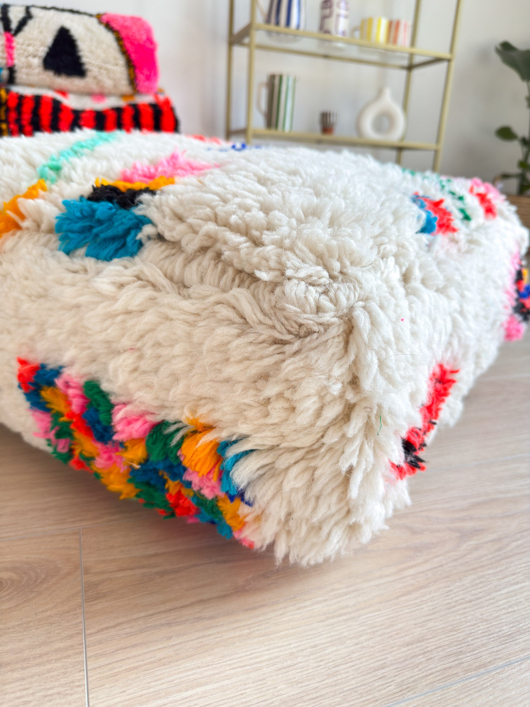 Moroccan pouf, colorful Berber pouf - 60 x 60 cm - n°8