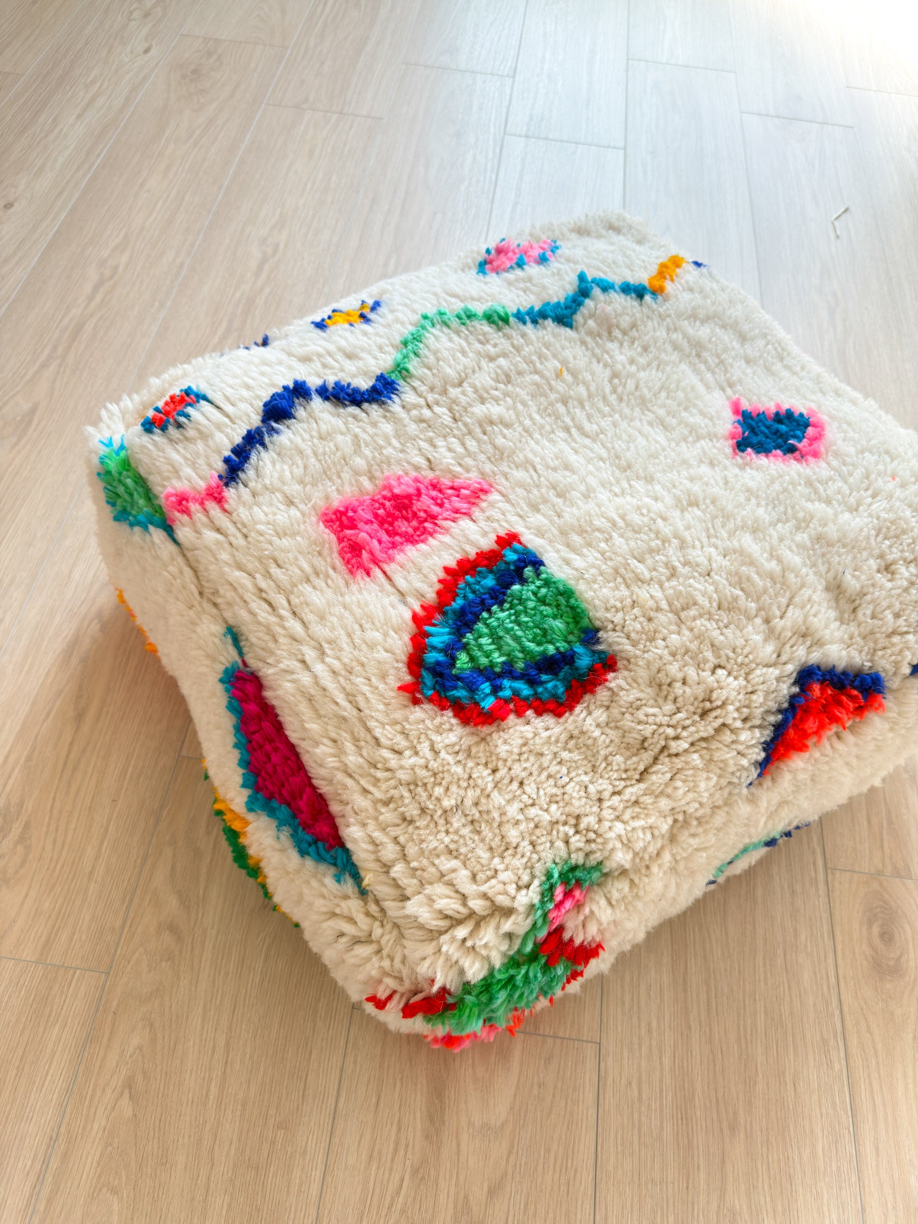 Moroccan pouf, colorful Berber pouf - 60 x 60 cm - n°9