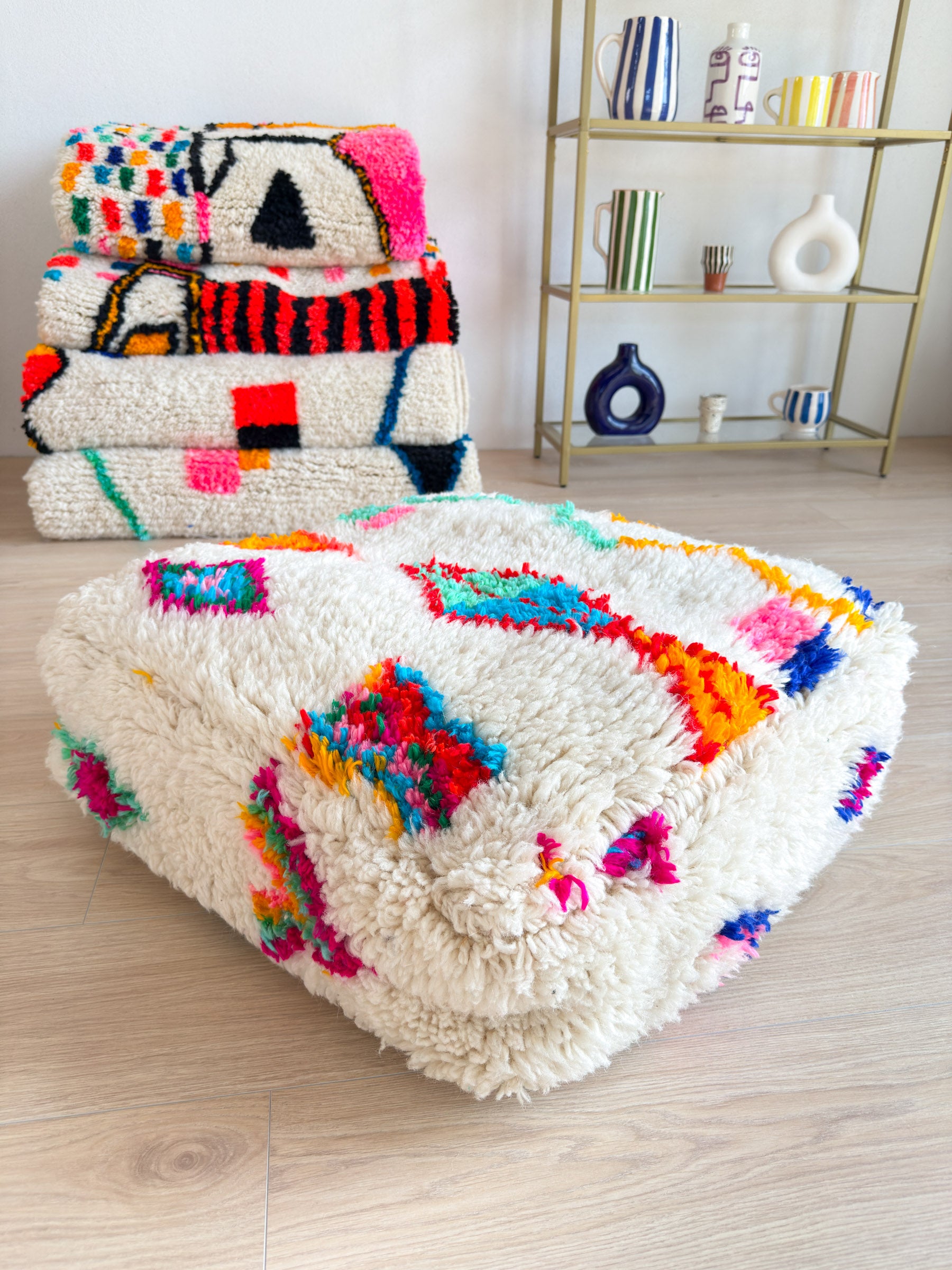 Moroccan pouf, colorful Berber pouf - 60 x 60 cm - n°11