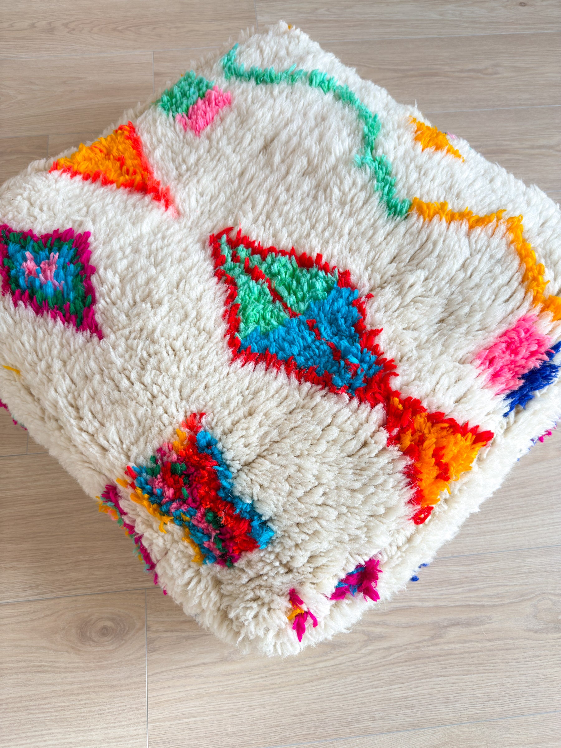 Moroccan pouf, colorful Berber pouf - 60 x 60 cm - n°11