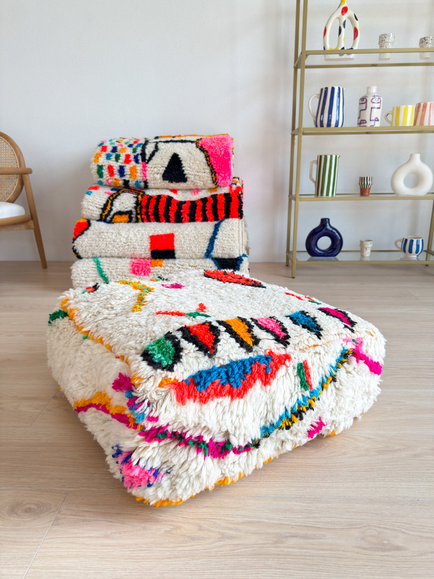 Moroccan pouf, colorful Berber pouf - 60 x 60 cm - n°12