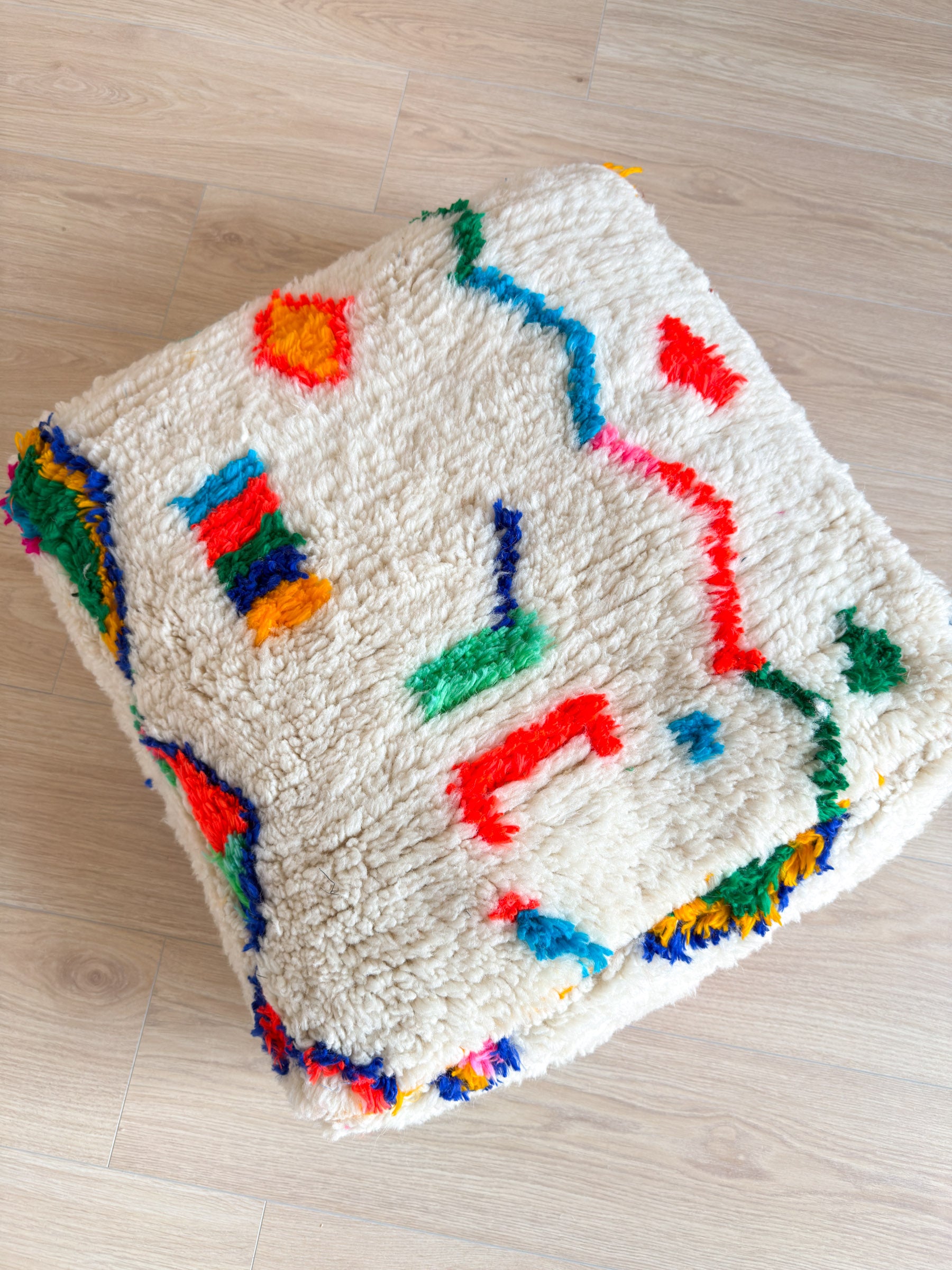 Moroccan pouf, colorful Berber pouf - 60 x 60 cm - n°13