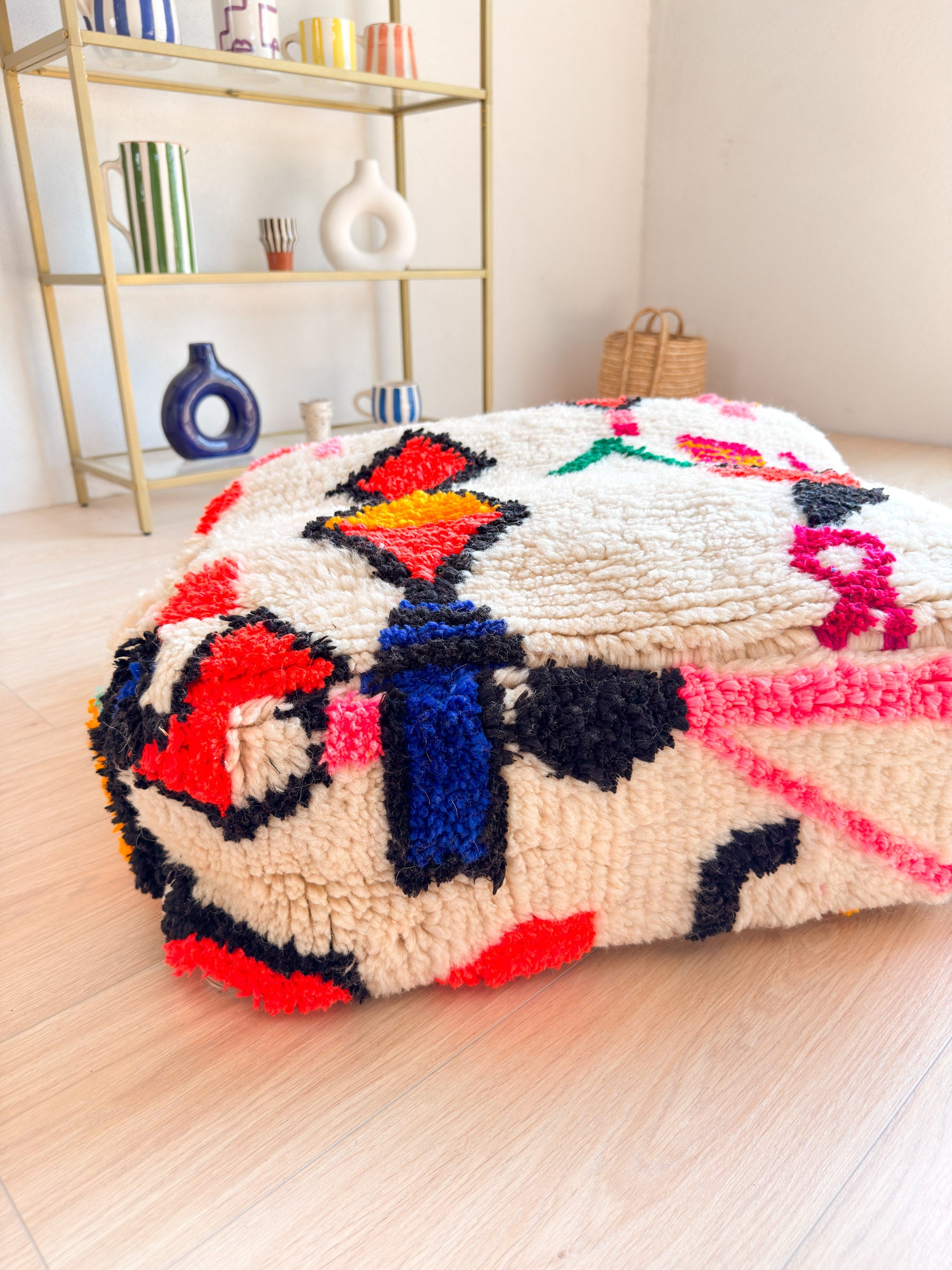 Moroccan pouf, colorful Berber pouf - 60 x 60 cm - n°45