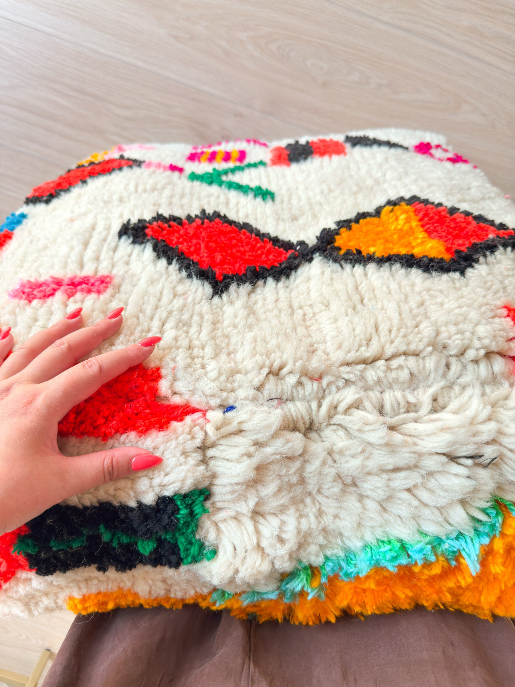 Moroccan pouf, colorful Berber pouf - 60 x 60 cm - n°45