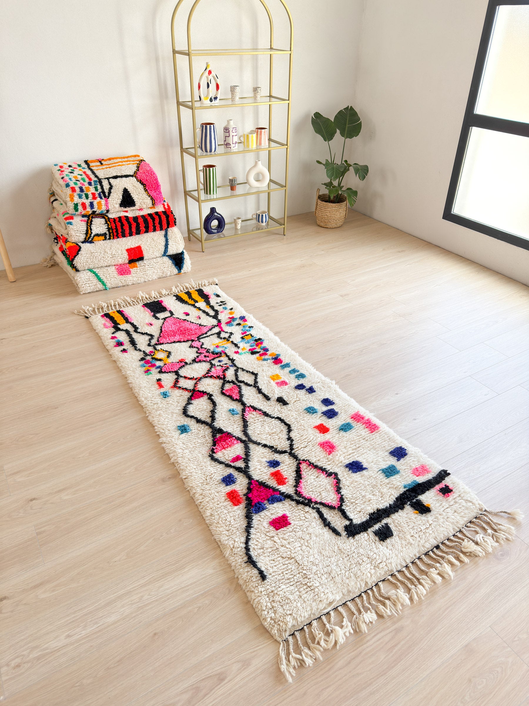 Colorful Berber hallway rug 90 x 248 cm - n°1382