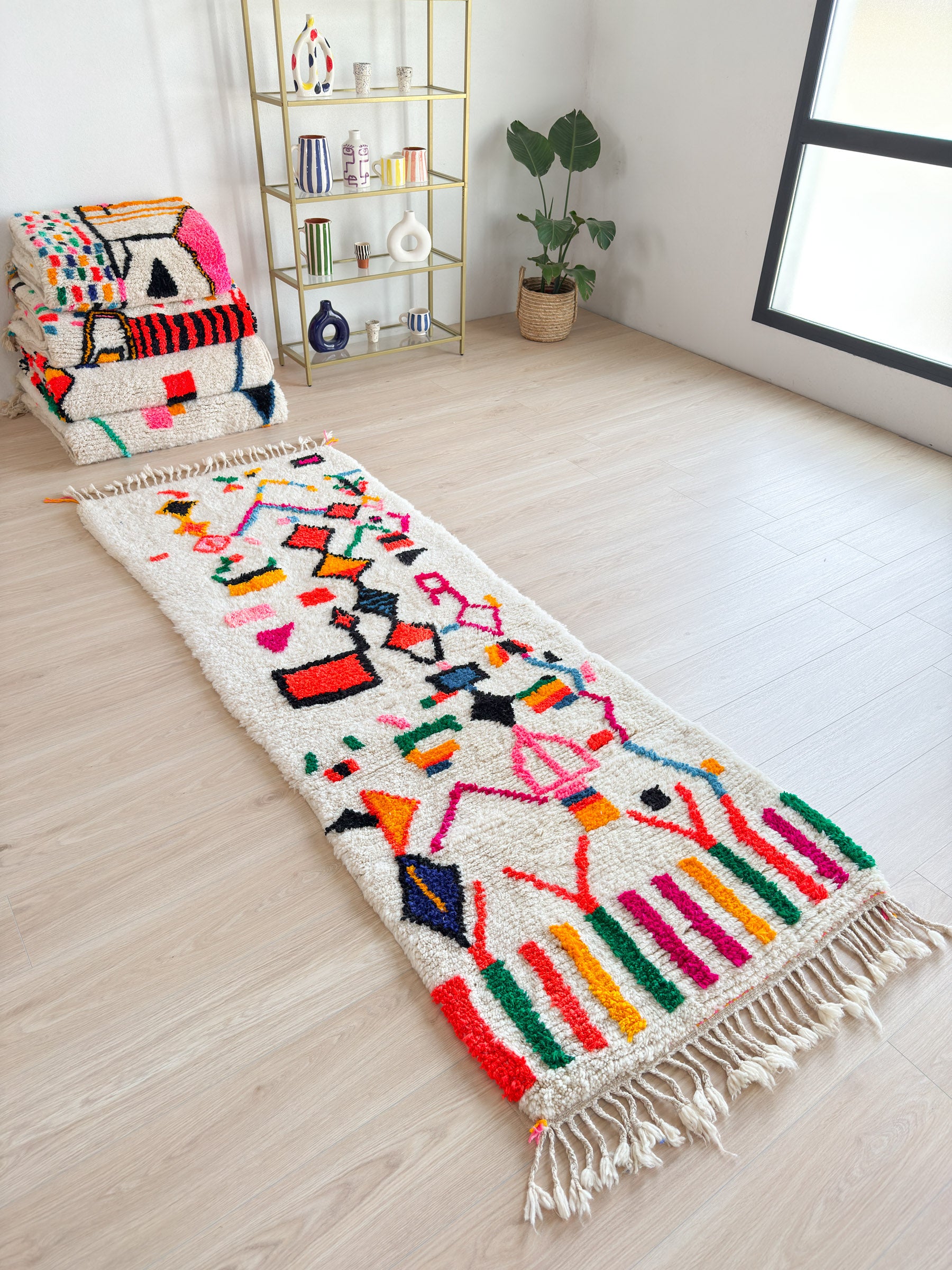 Colorful Berber Hallway Rug 88 x 263 cm - n°1870