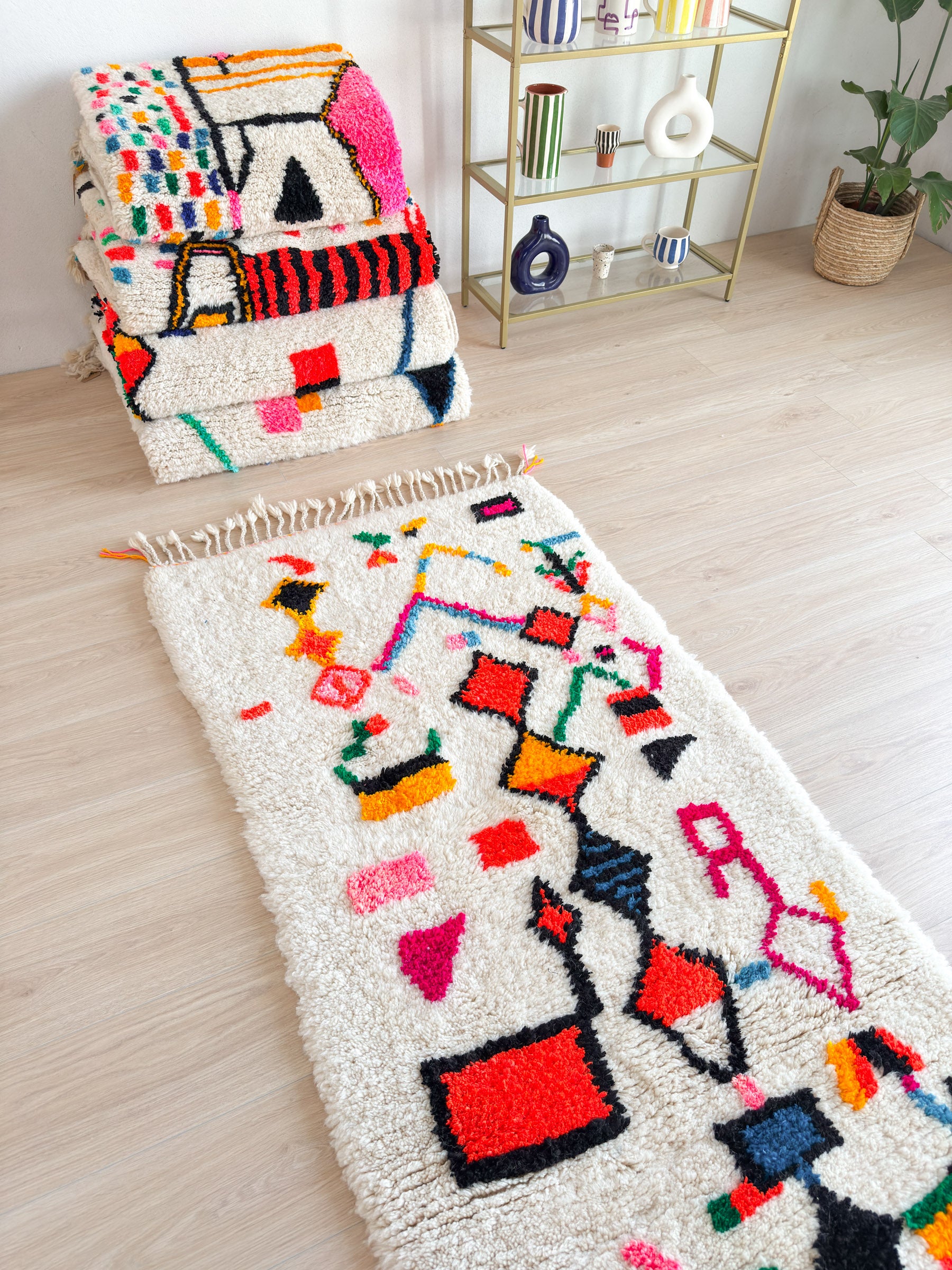 Colorful Berber Hallway Rug 88 x 263 cm - n°1870