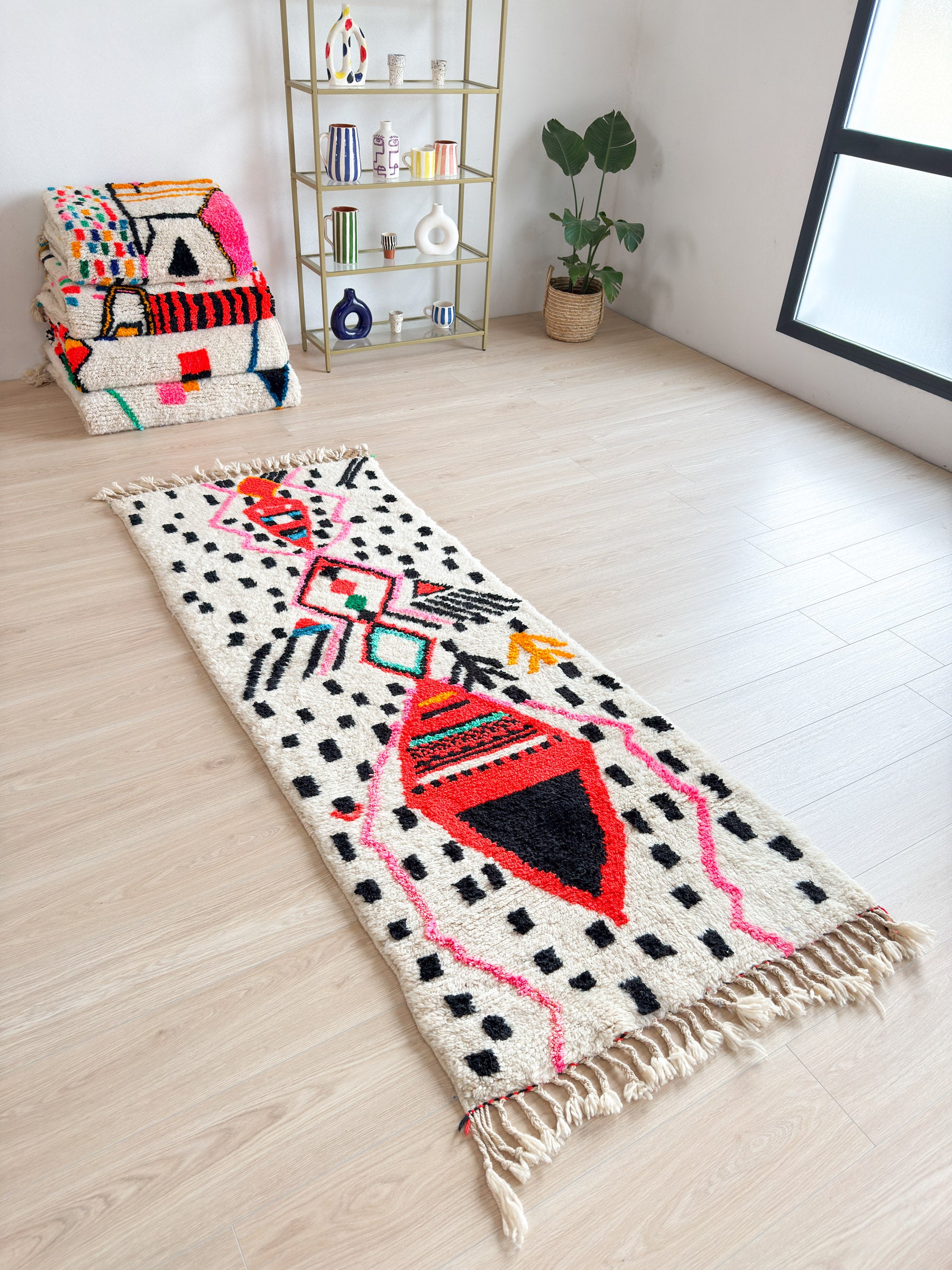 Colorful Berber hallway rug 89 x 243 cm - n°1479