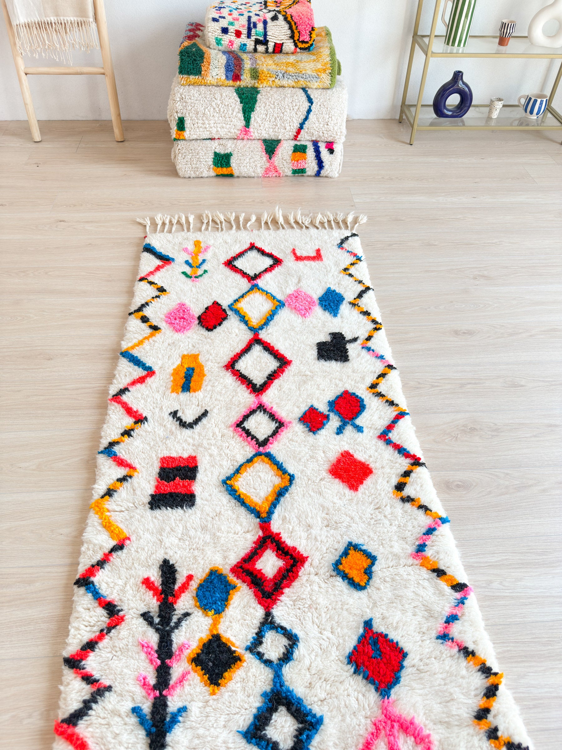 Colorful Berber runner rug 85 x 260 cm - no. 1960