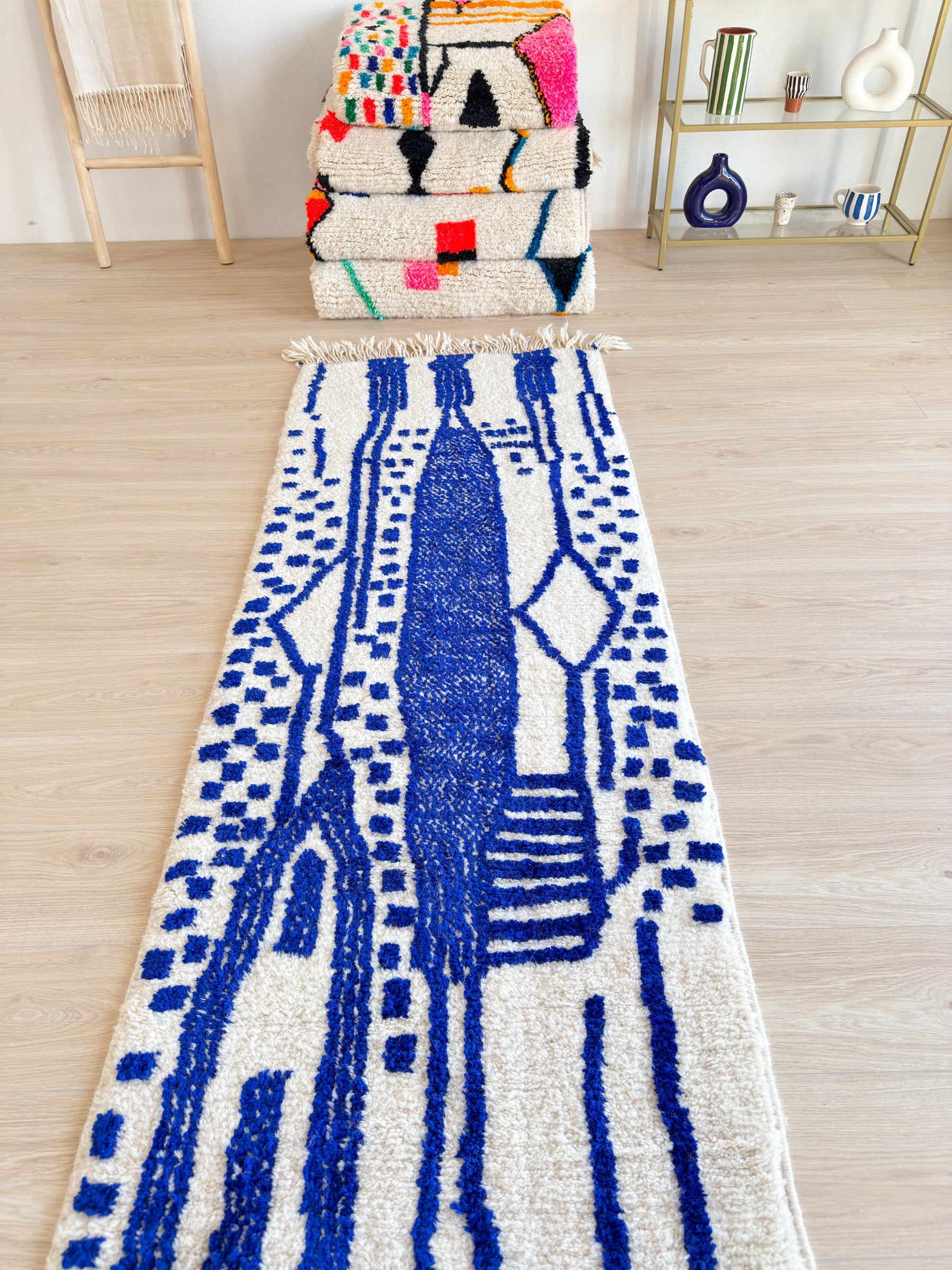 Colorful Berber runner rug 83 x 380 cm - n°1851