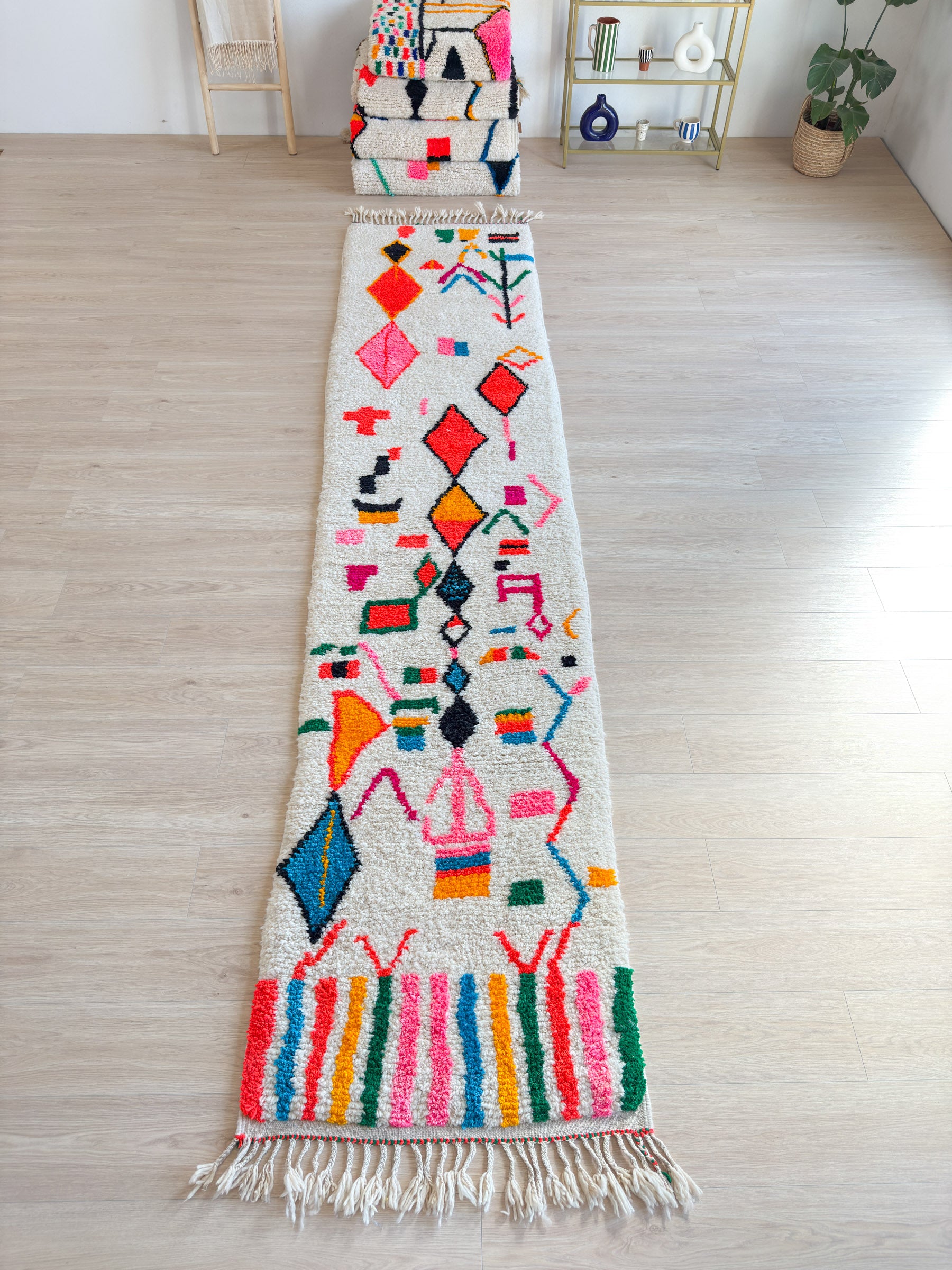 Tapis de couloir berbère coloré 88 x 418 cm - n°1820