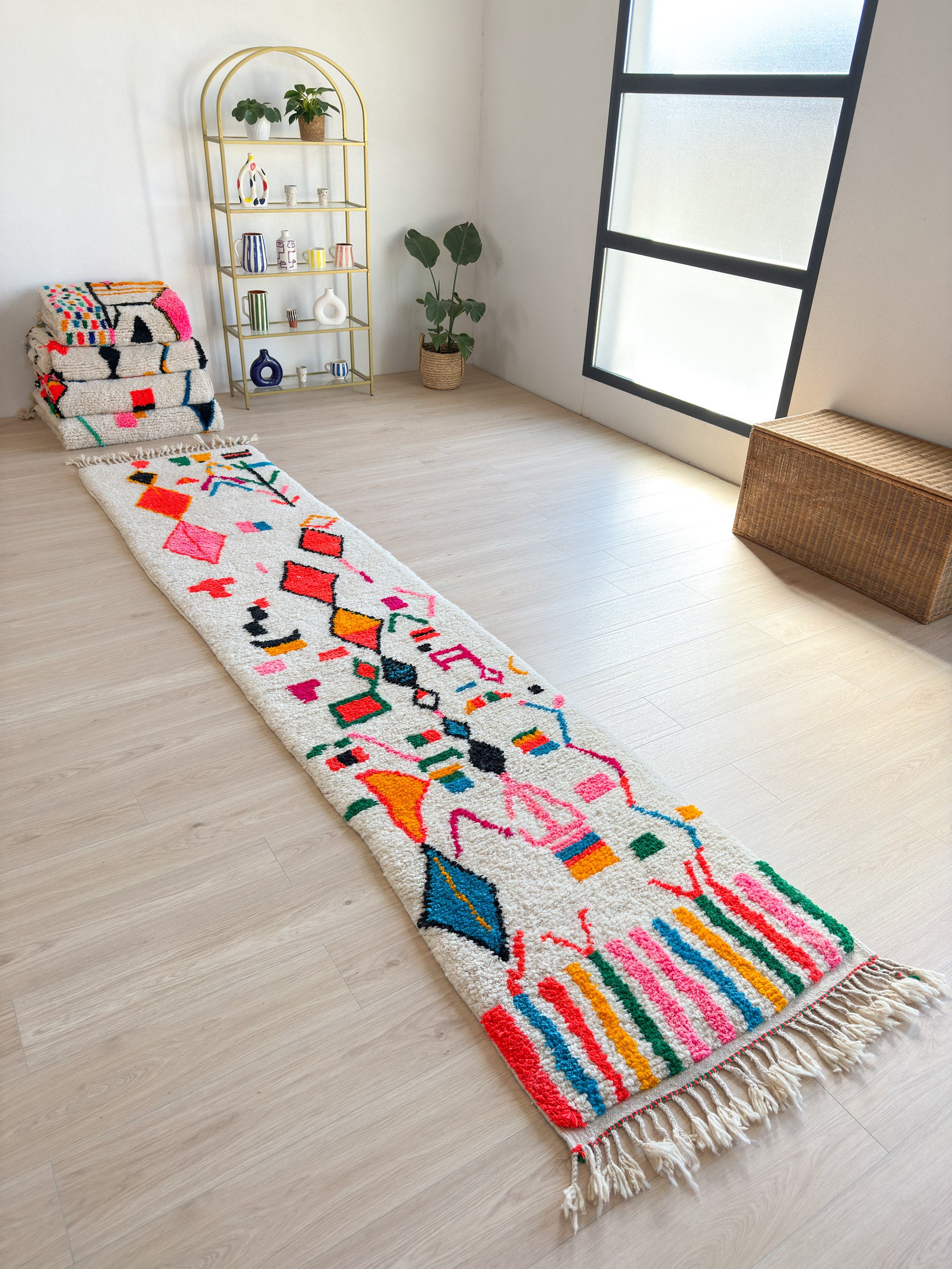 Tapis de couloir berbère coloré 88 x 418 cm - n°1820