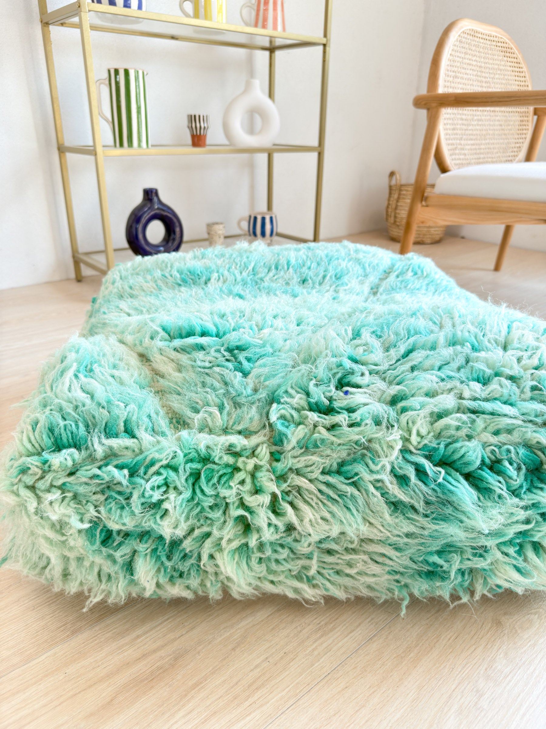 Marokkanischer Pouf, bunter Berber-Pouf - 60 x 60 cm - Nr. 42