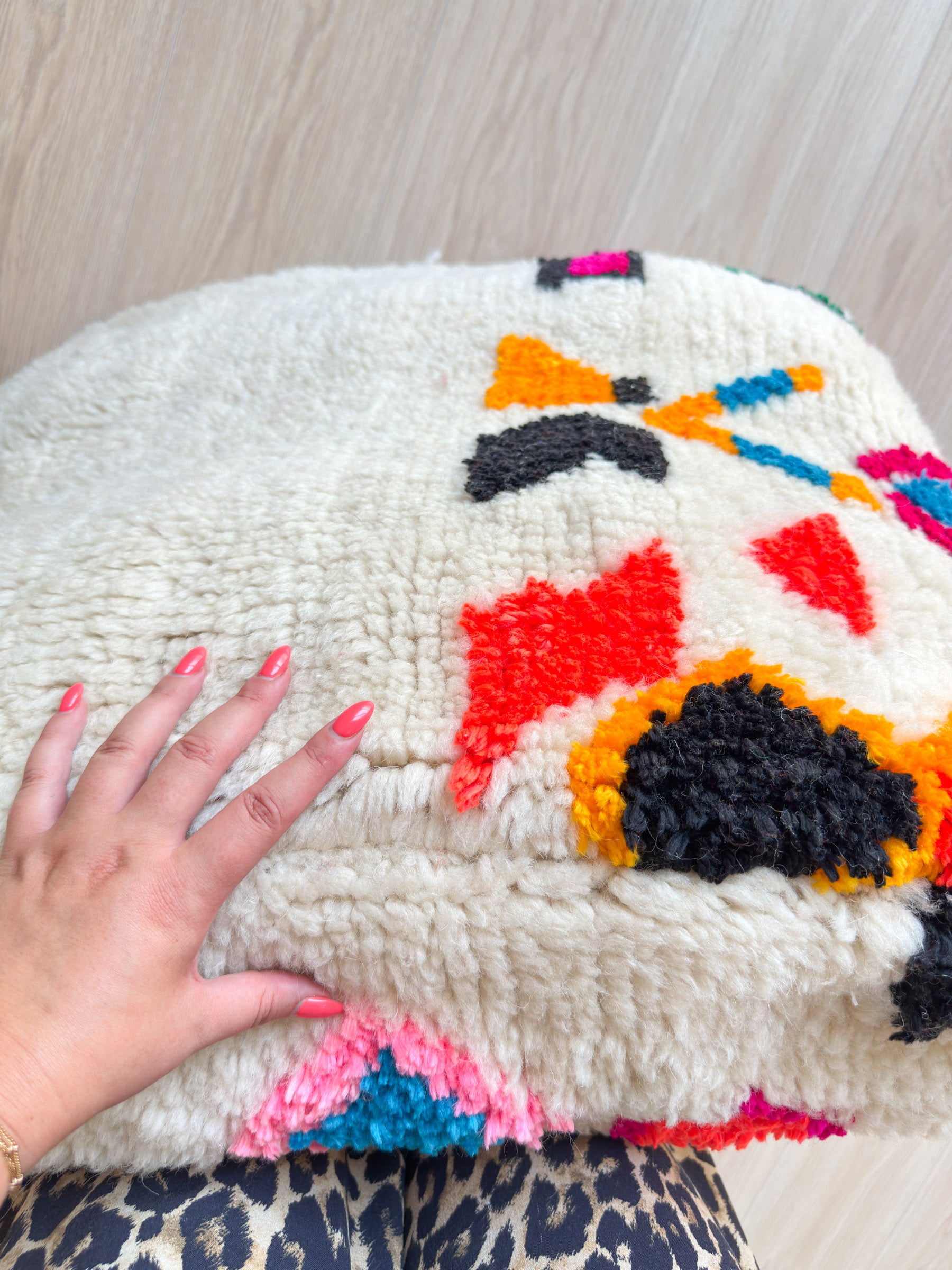 Moroccan pouf, colorful Berber pouf - 60 x 60 cm - n°51