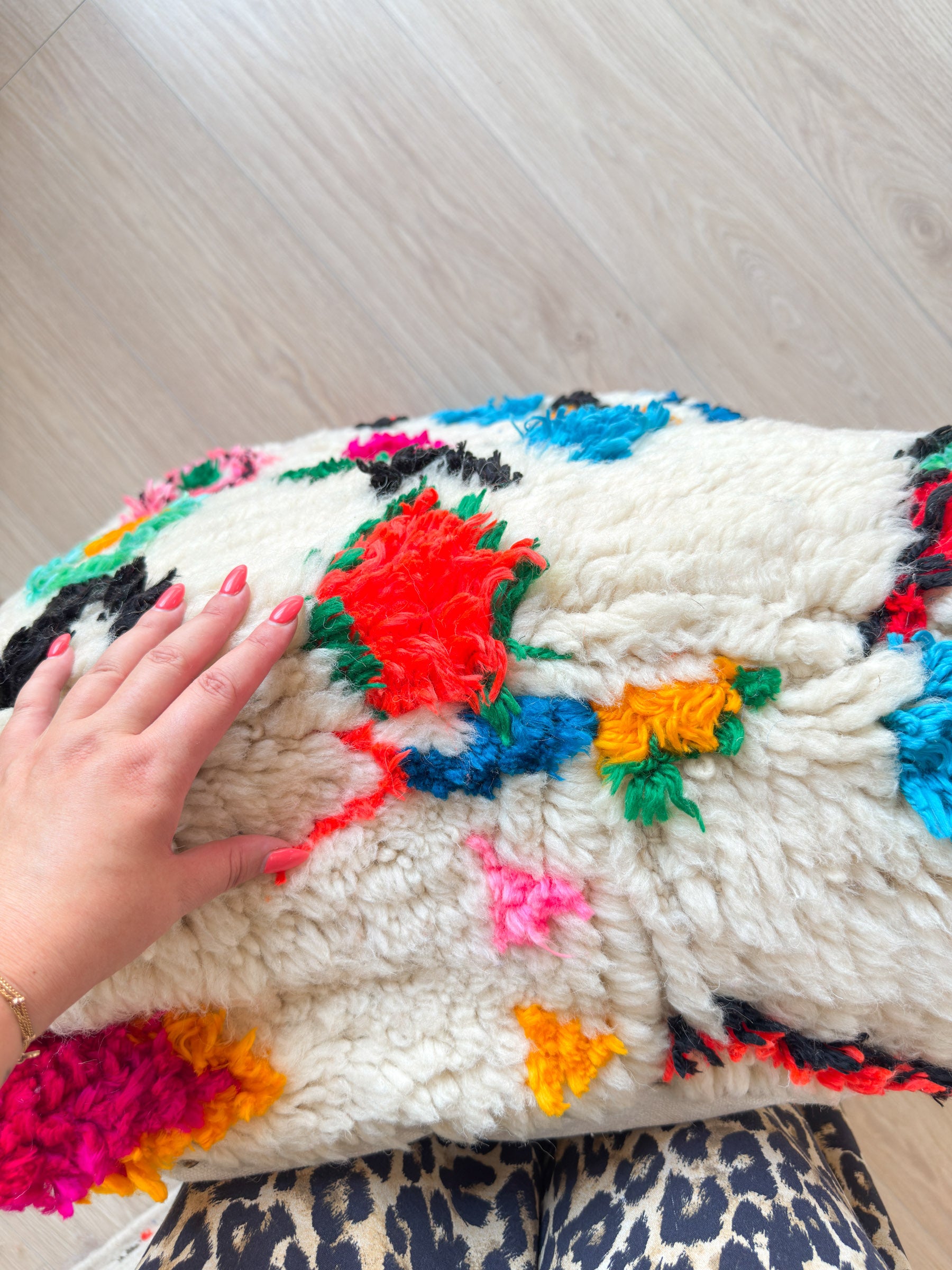 Moroccan pouf, colorful Berber pouf - 60 x 60 cm - n°57