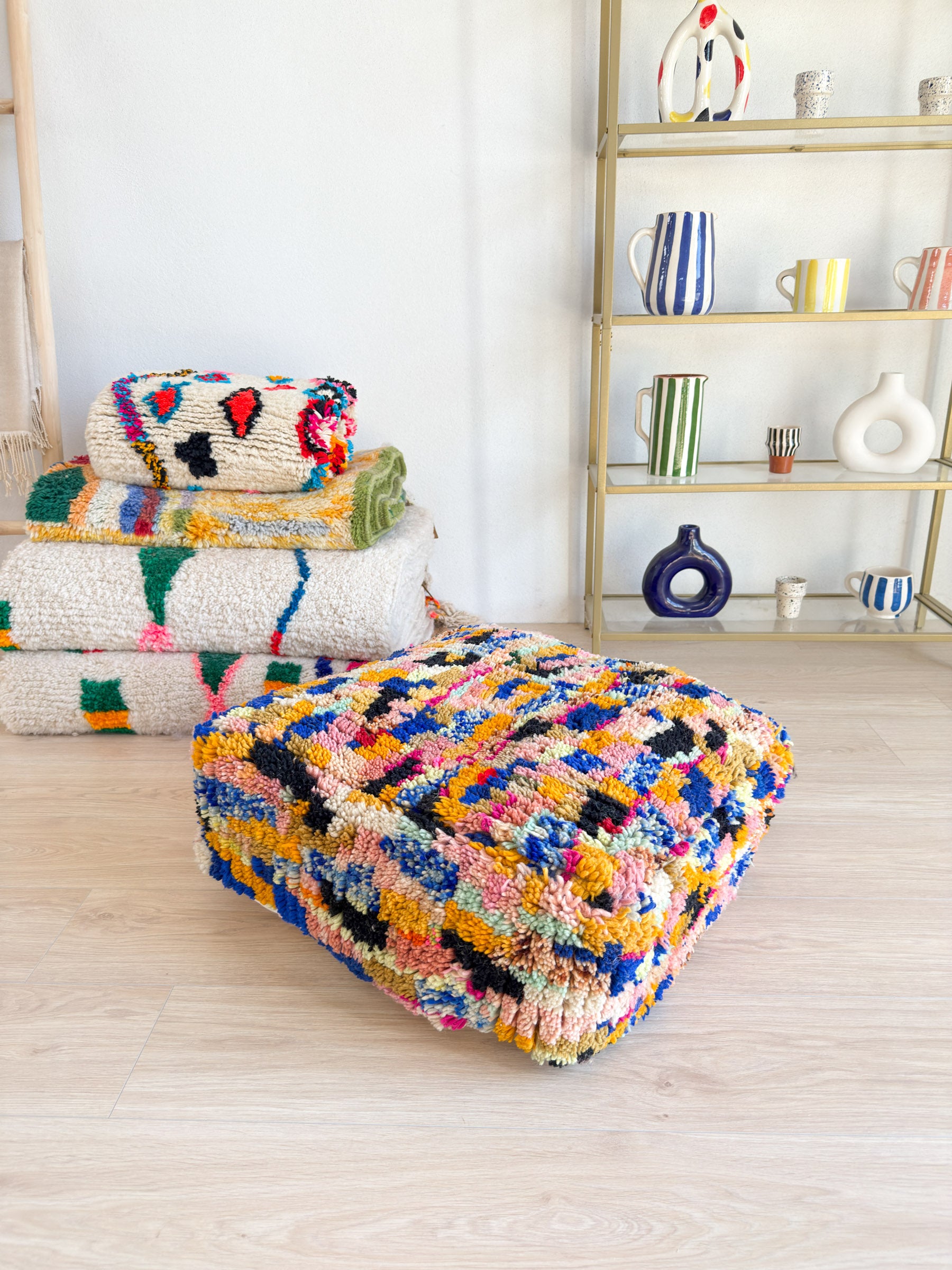 Pouf Marocain, pouf berbère coloré - 60 x 60 cm - n°511