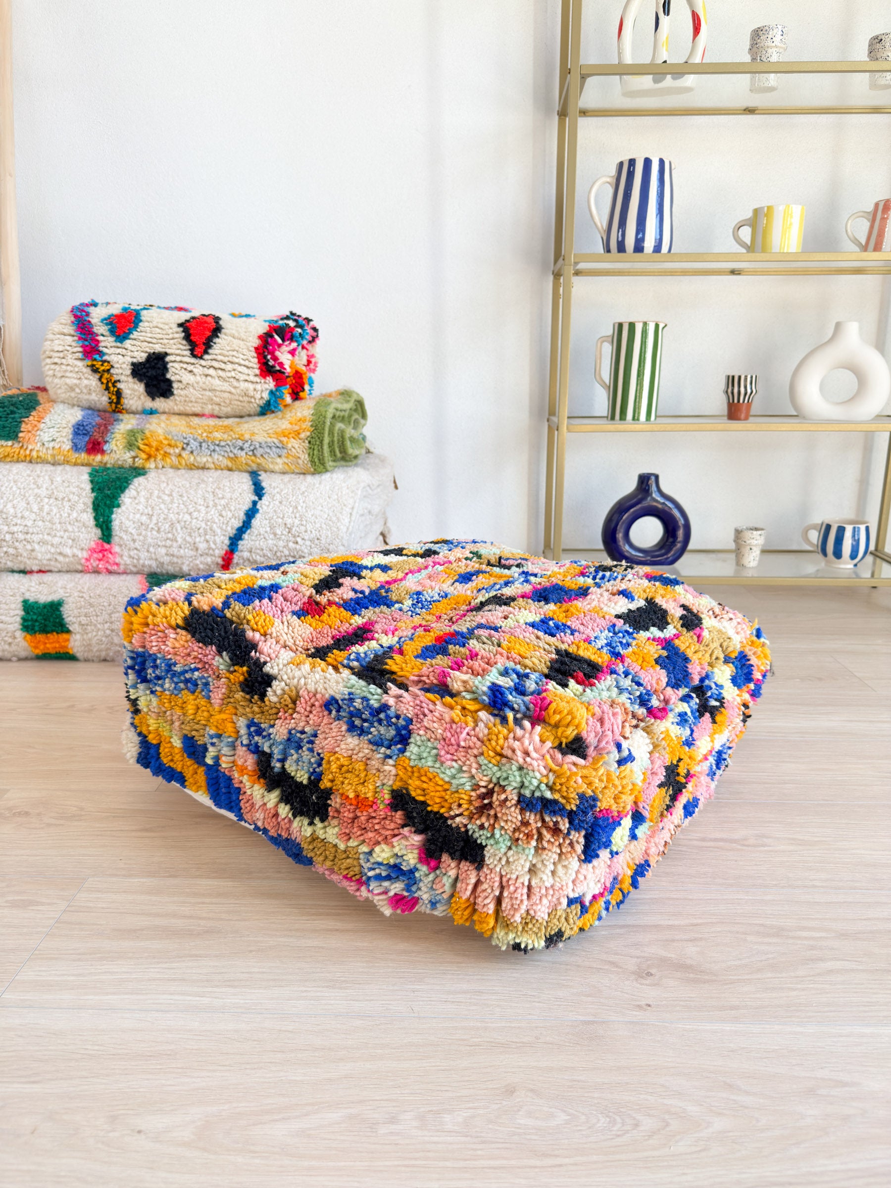 Pouf Marocain, pouf berbère coloré - 60 x 60 cm - n°511