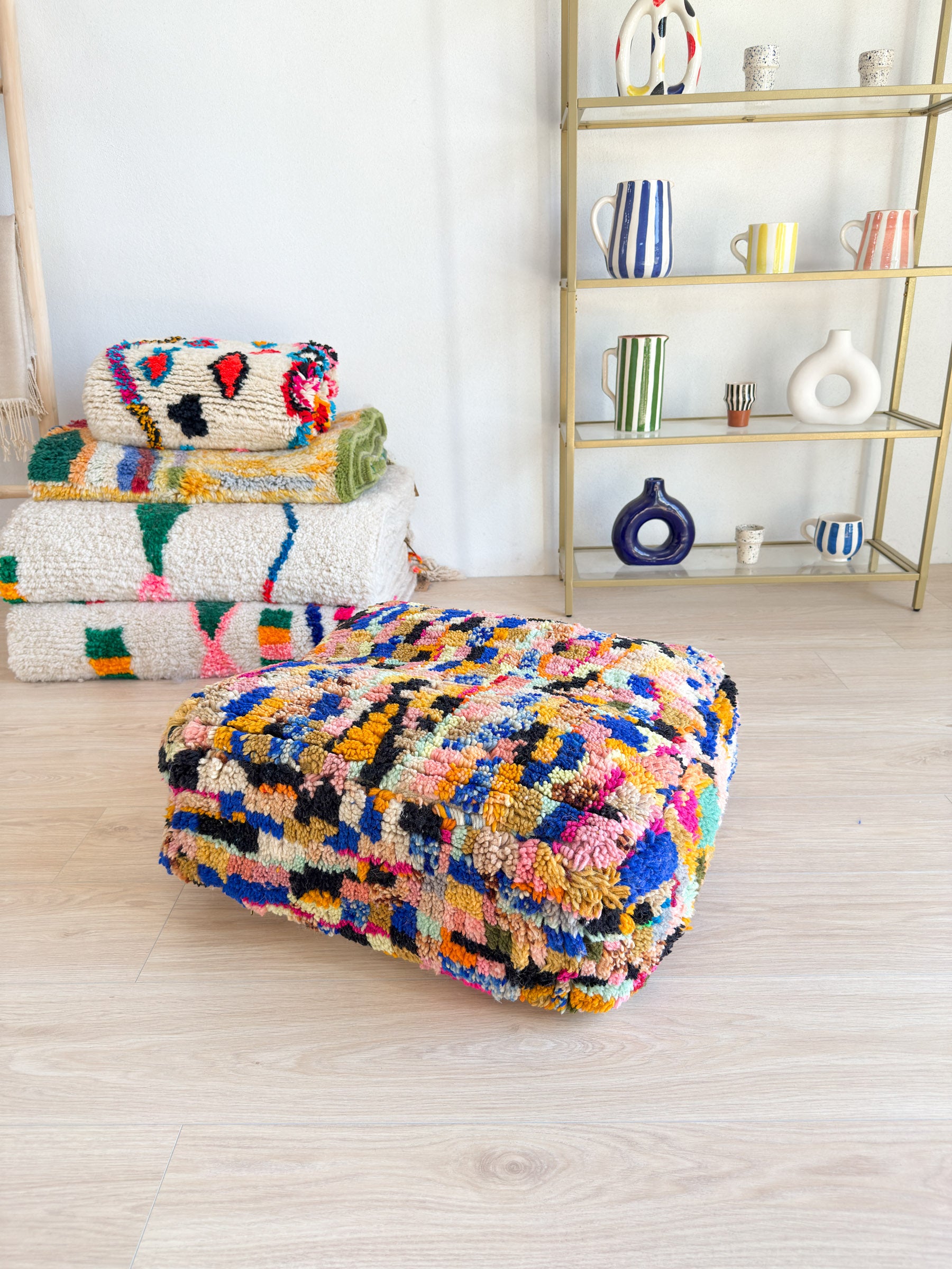 Pouf Marocain, pouf berbère coloré - 60 x 60 cm - n°56