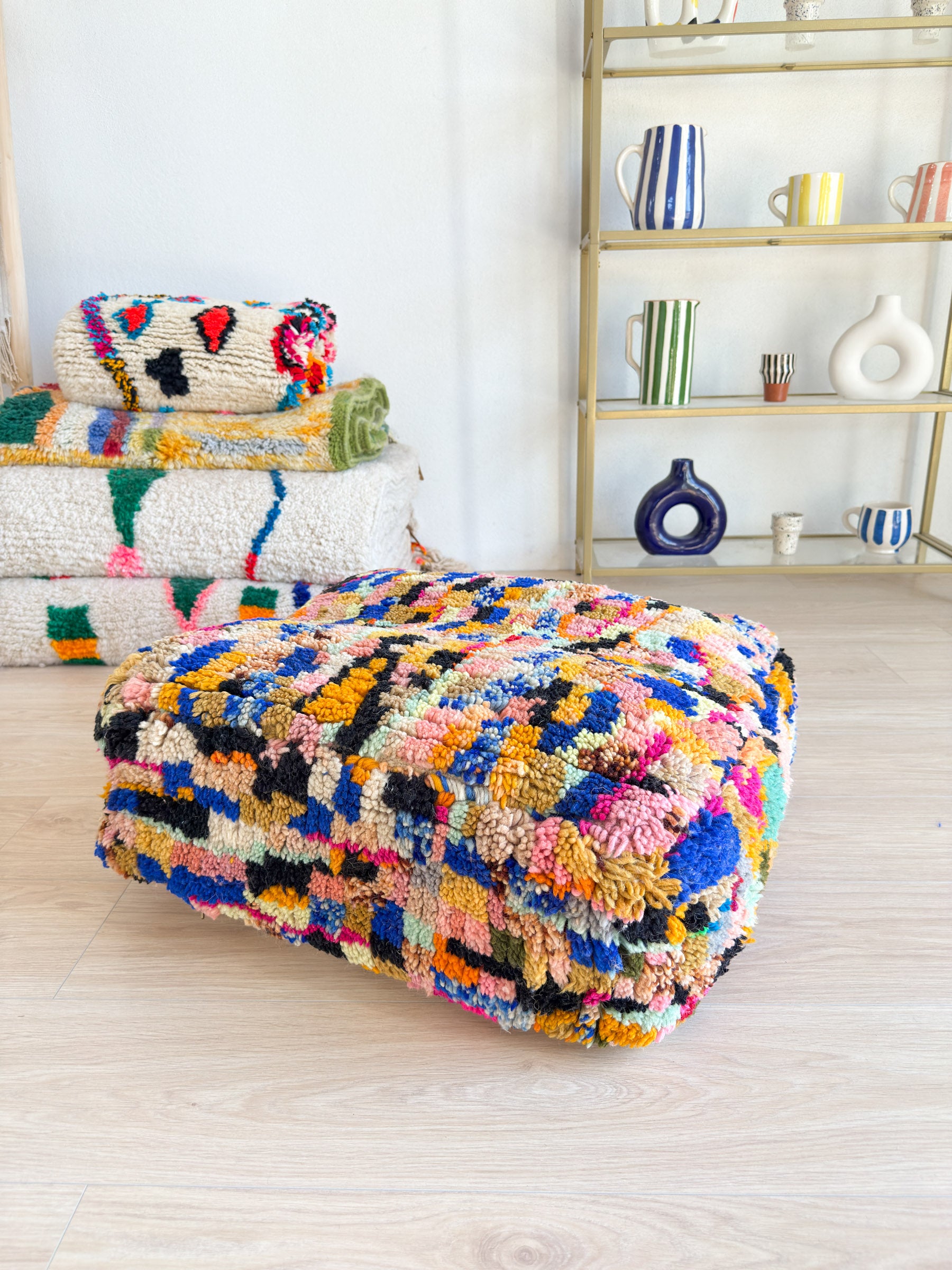 Pouf Marocain, pouf berbère coloré - 60 x 60 cm - n°56