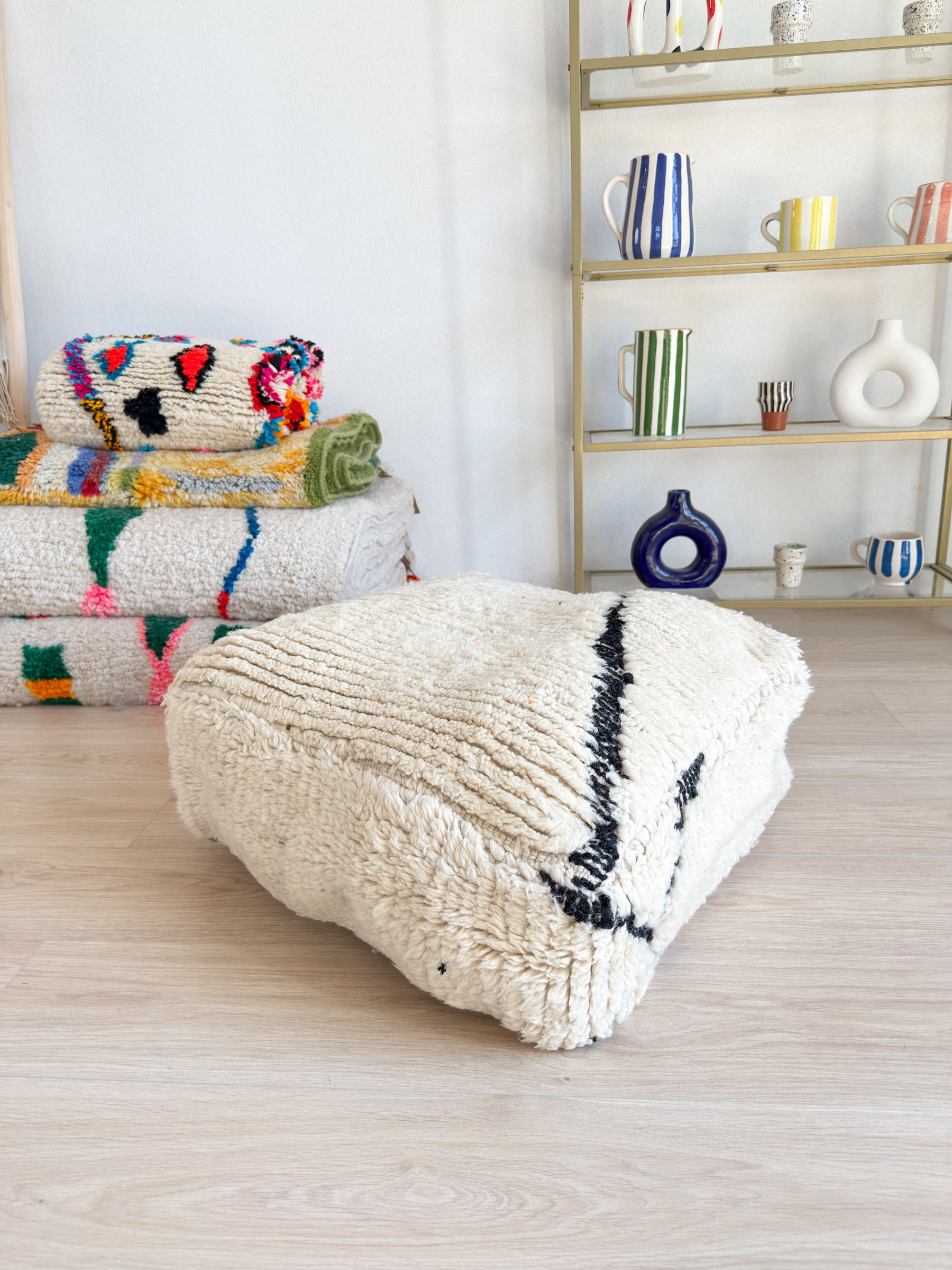 Pouf Marocain, pouf berbère coloré - 60 x 60 cm - n°65