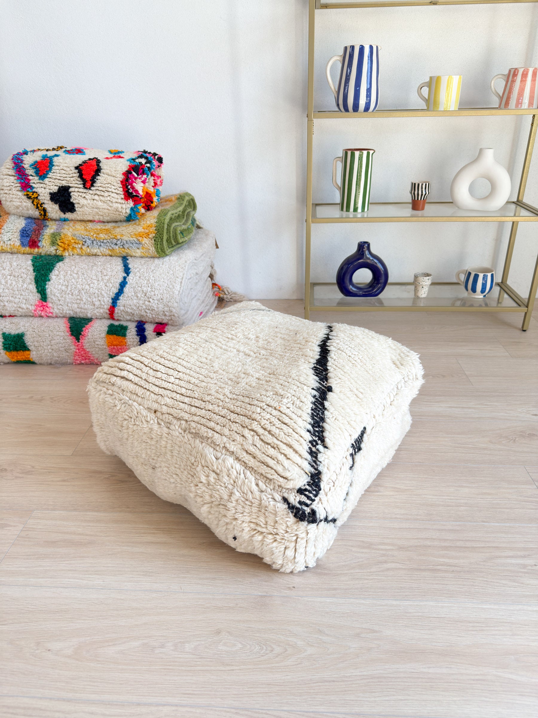 Pouf Marocain, pouf berbère coloré - 60 x 60 cm - n°65