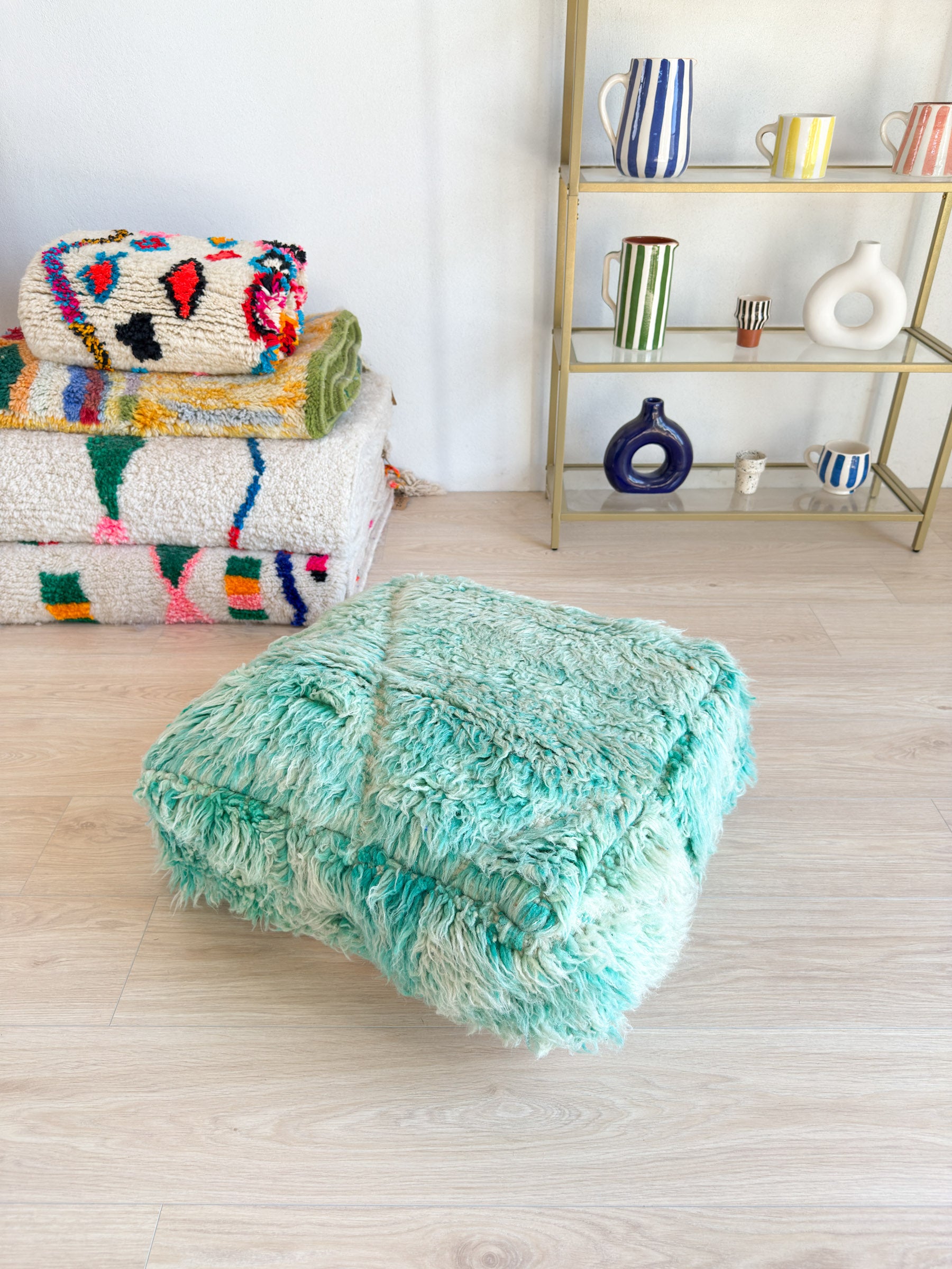 Pouf Marocain, pouf berbère coloré - 60 x 60 cm - n°62