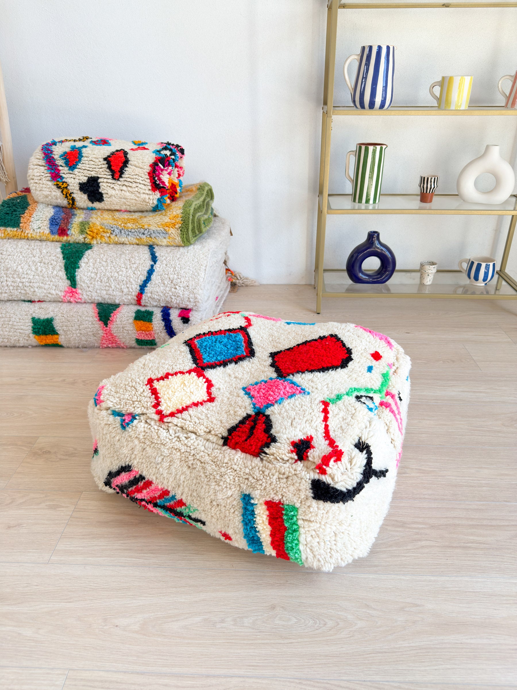 Pouf Marocain, pouf berbère coloré - 60 x 60 cm - n°63