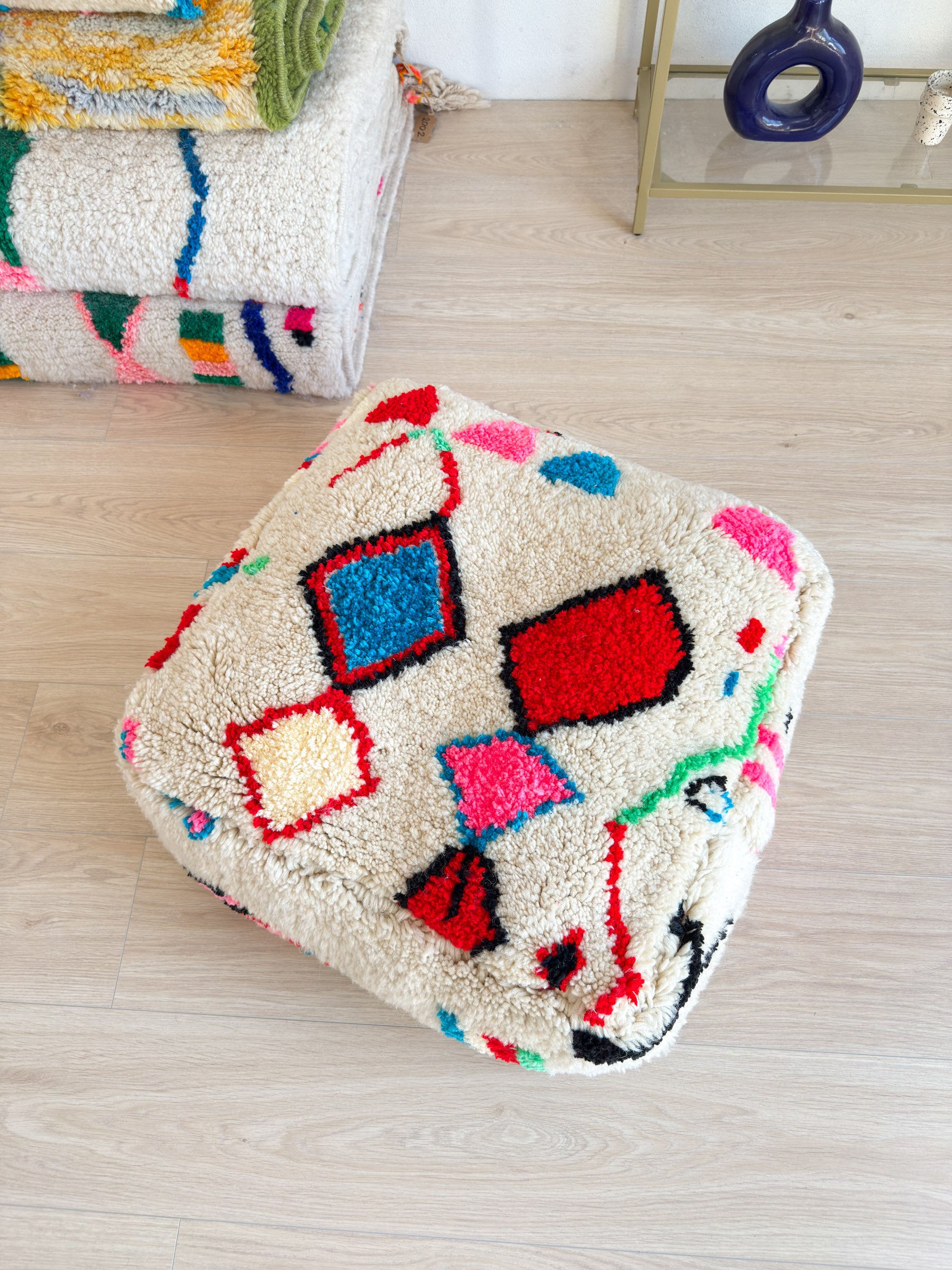 Pouf Marocain, pouf berbère coloré - 60 x 60 cm - n°63