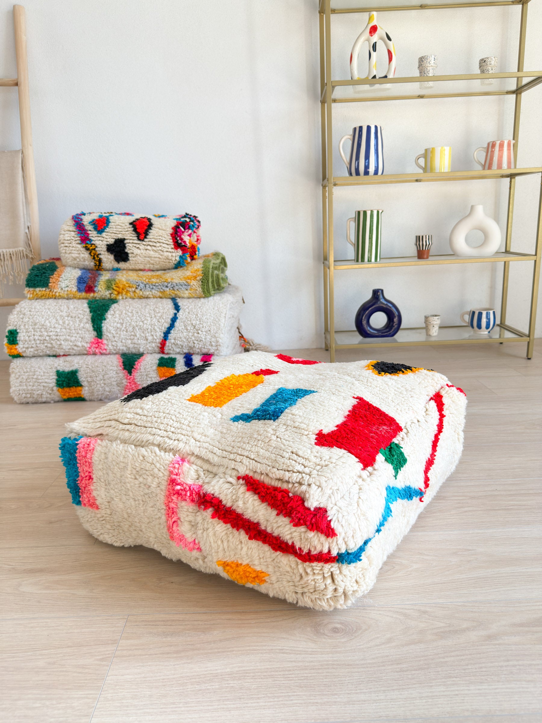 Pouf Marocain, pouf berbère coloré - 60 x 60 cm - n°27