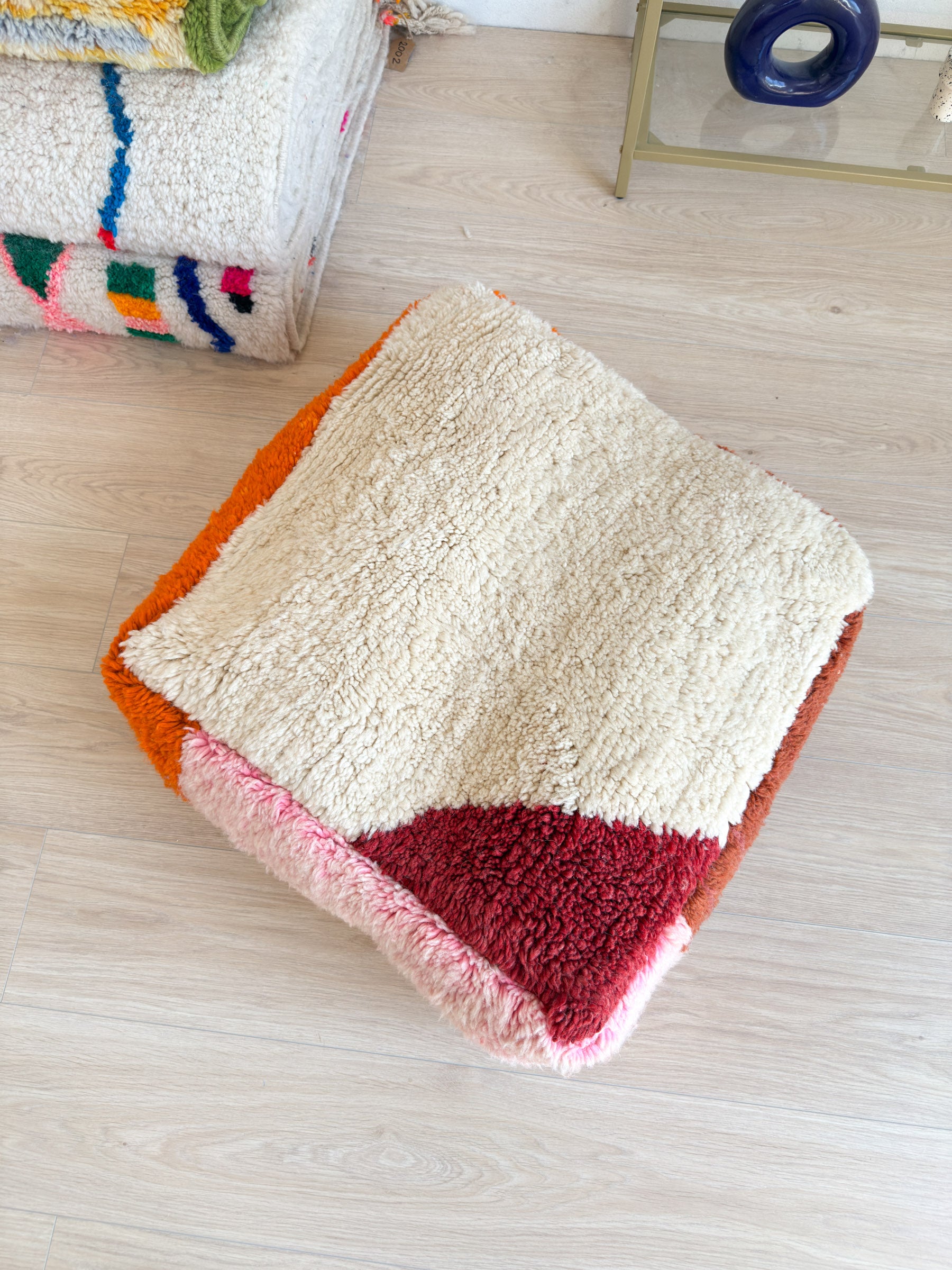 Marokkanischer Pouf, bunter Berber-Pouf - 60 x 60 cm - Nr. 34