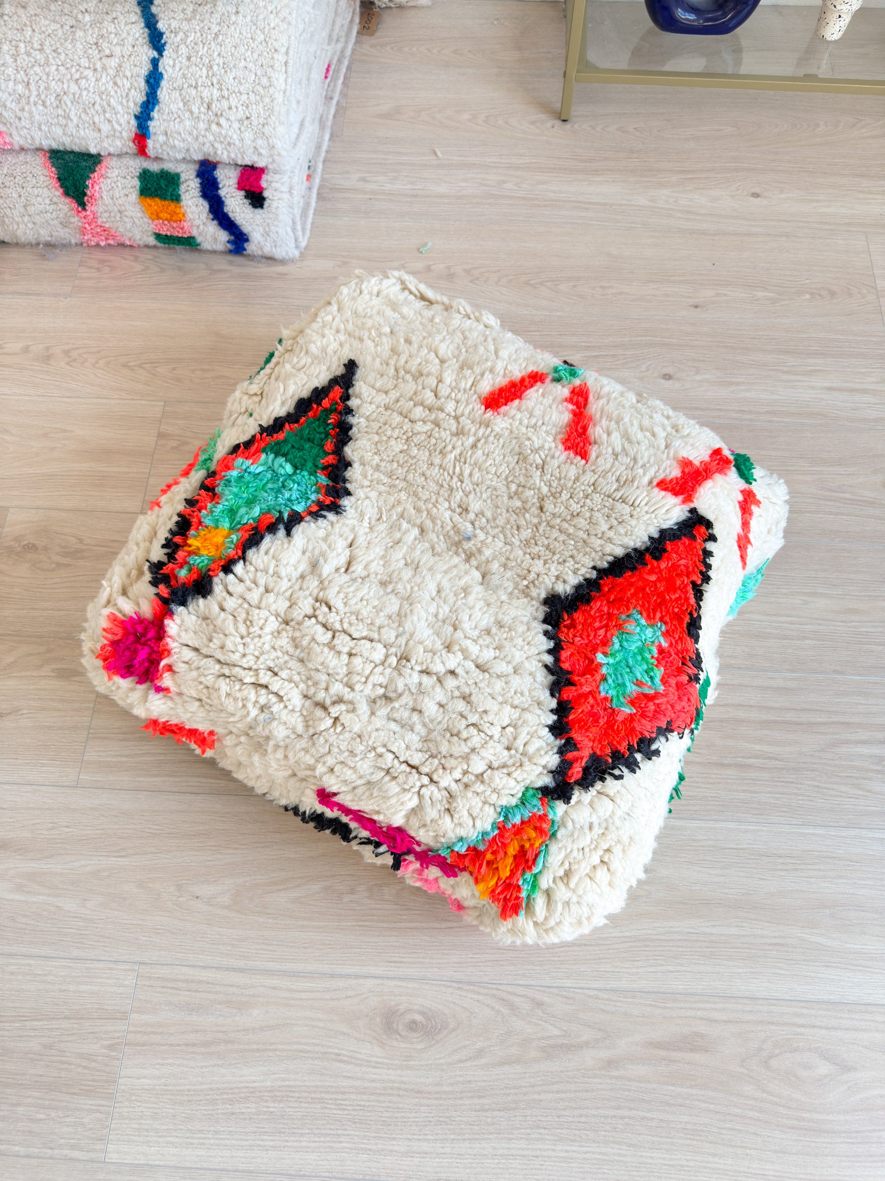 Marokkanischer Pouf, bunter Berber-Pouf - 60 x 60 cm - Nr. 33