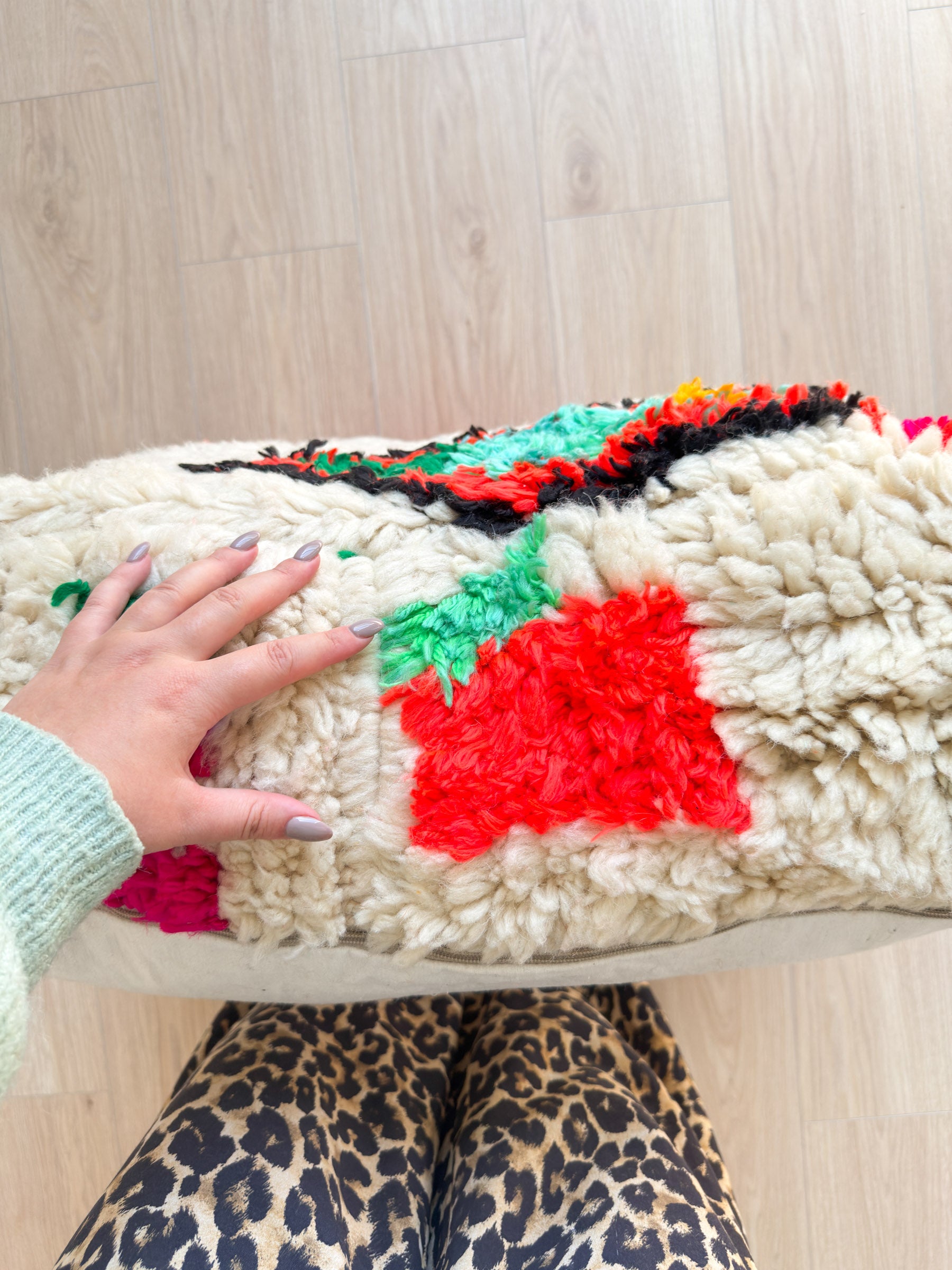 Moroccan pouf, colorful Berber pouf - 60 x 60 cm - n°33