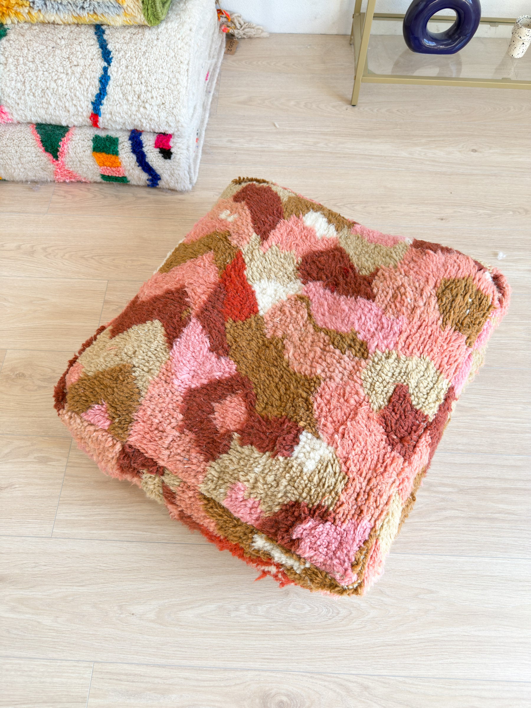 Marokkanischer Pouf, bunter Berber-Pouf - 60 x 60 cm - Nr. 30