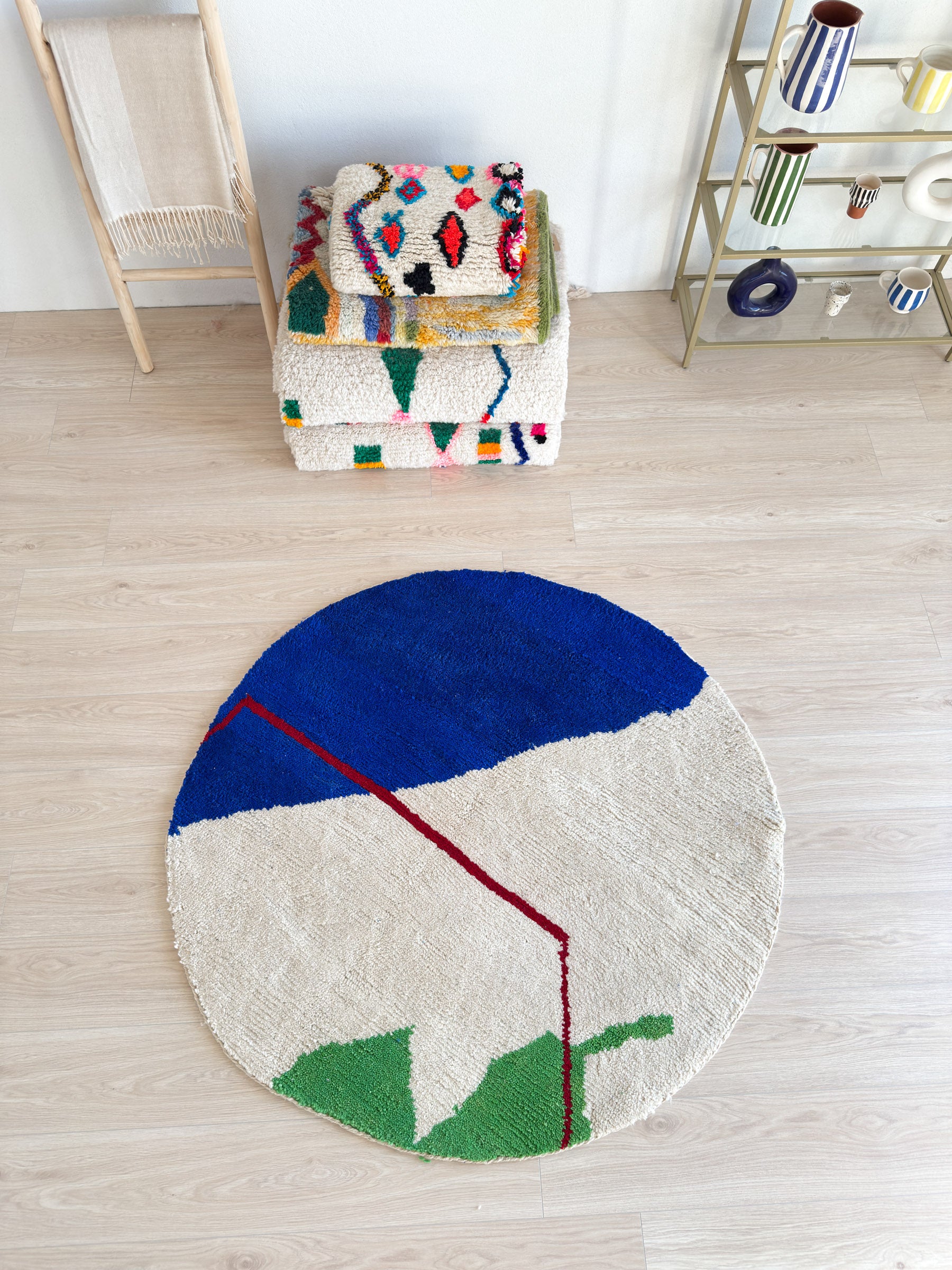 Colorful round Berber rug 138 cm - No. 3