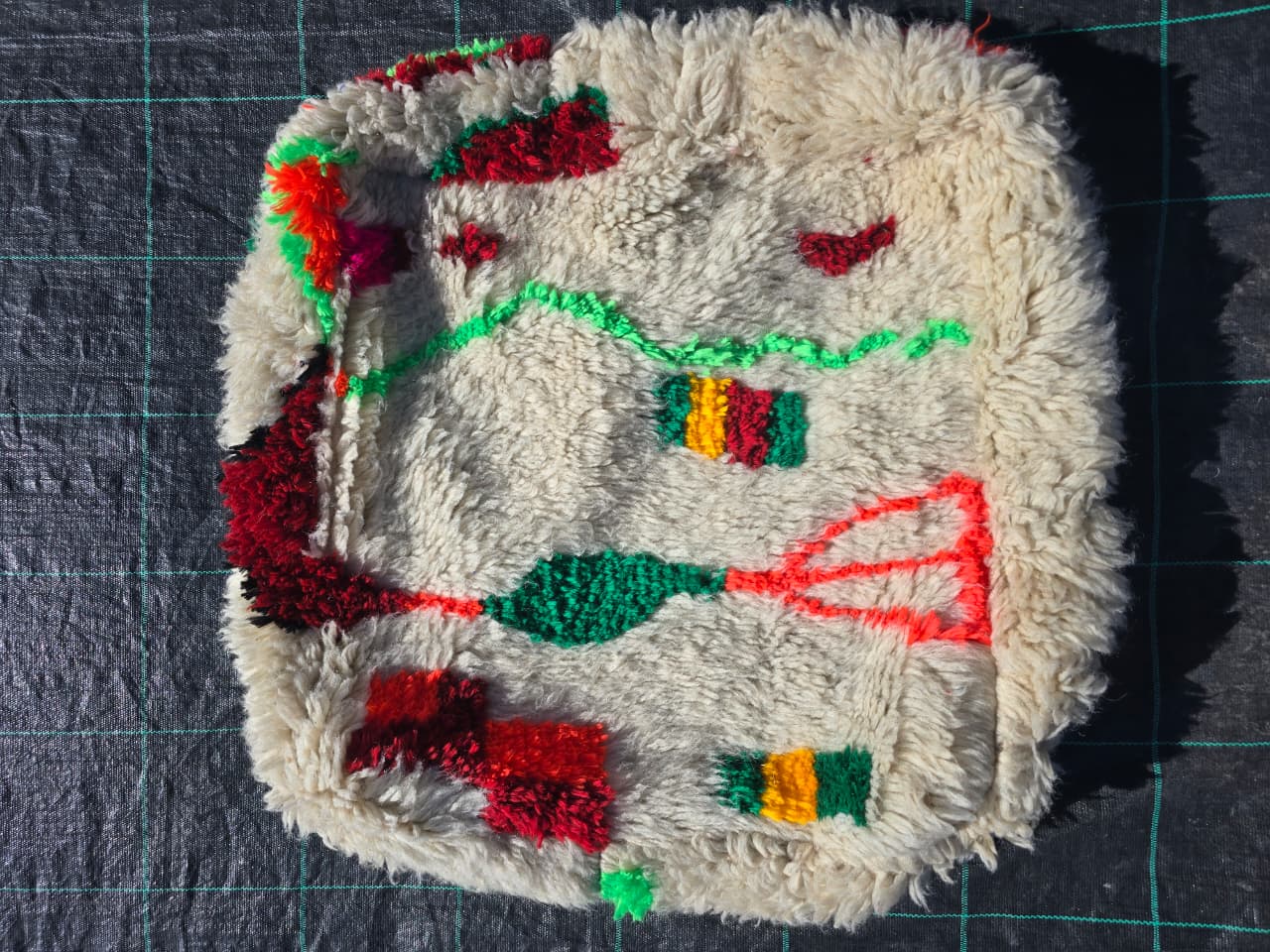 Draft - Moroccan pouf, colorful Berber pouf - 60 x 60 cm - No. 96