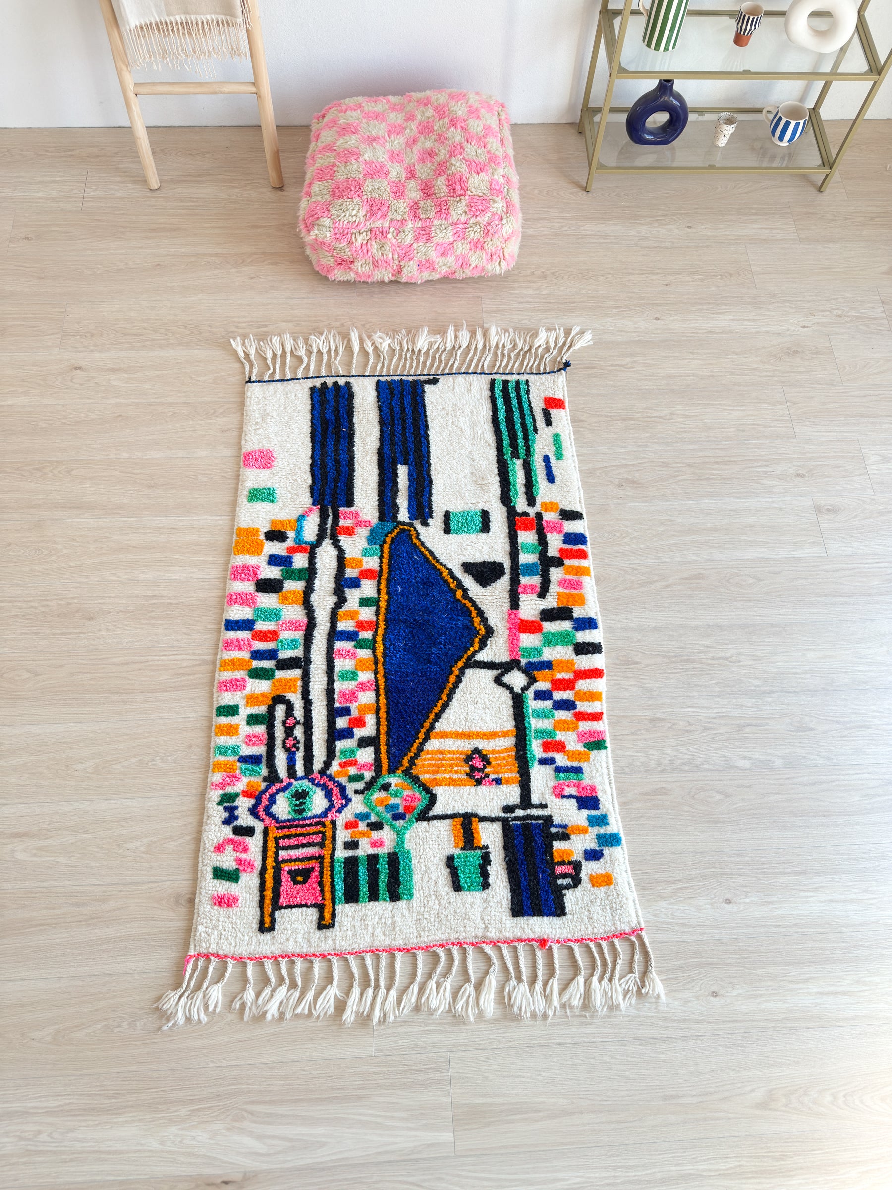 Colorful Berber rug 99 x 185 cm - No. 2484