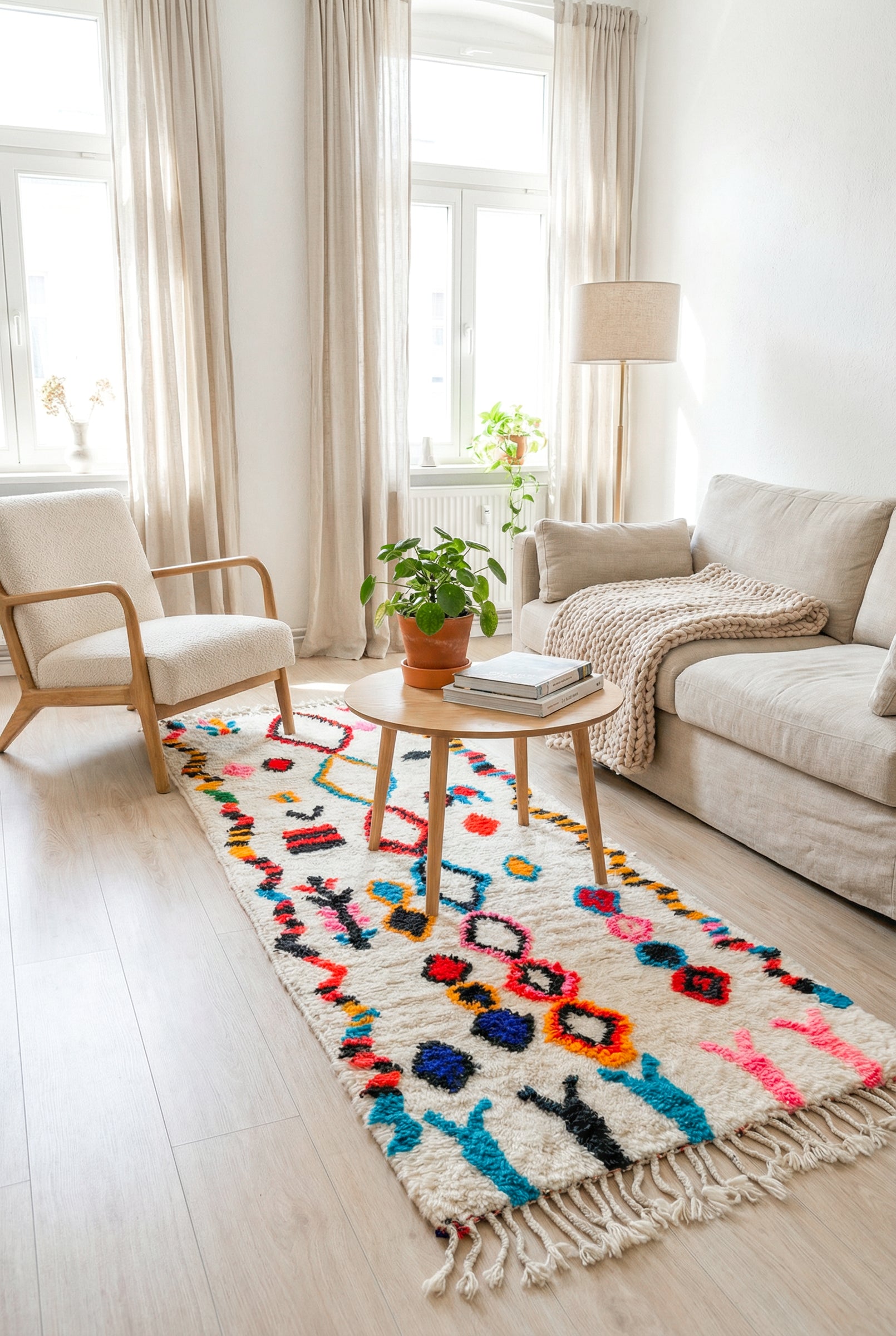 Tapis de couloir berbère coloré 86 x 256 cm - n°2223